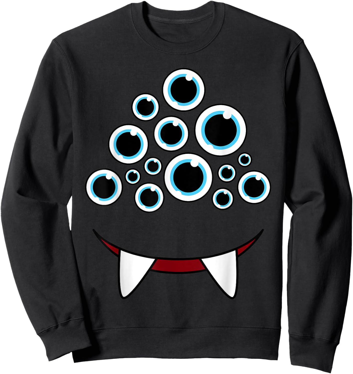 Funny Scary Monster Face Eyeballs Easy Halloween Costume Sweatshirt - Sweatshirt | Black