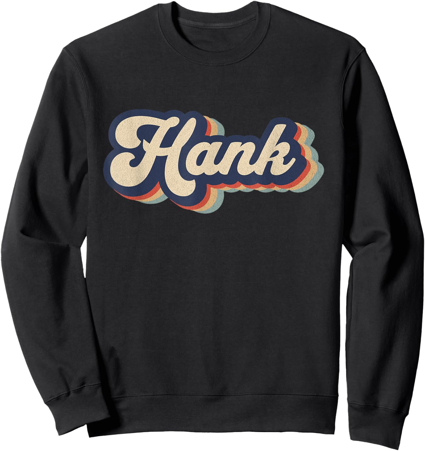 Retro Vintage Hank Name Personalized Sweatshirt - Sweatshirt | Black