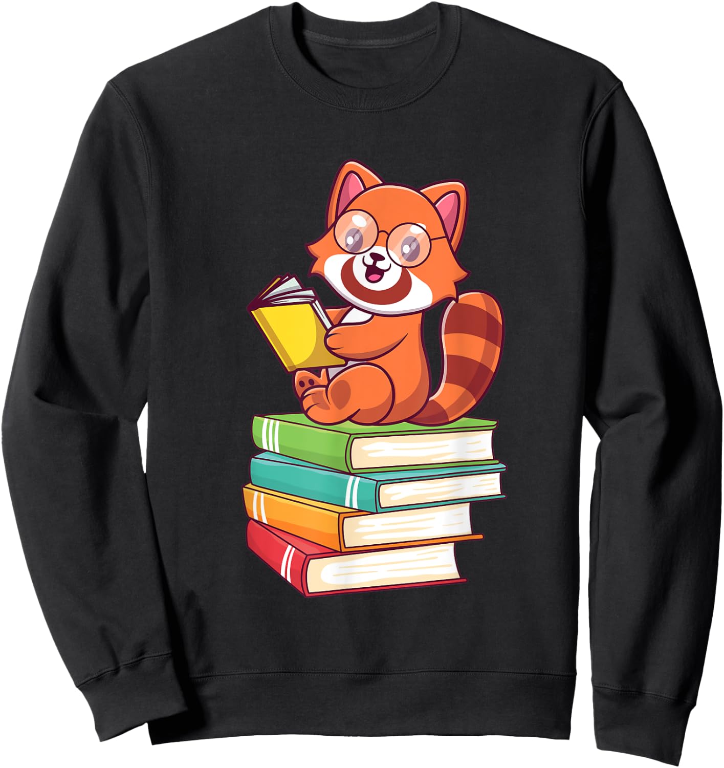 Cute Red Panda Reader Red Pandas Book Lover Bookworm Sweatshirt - Sweatshirt | Black