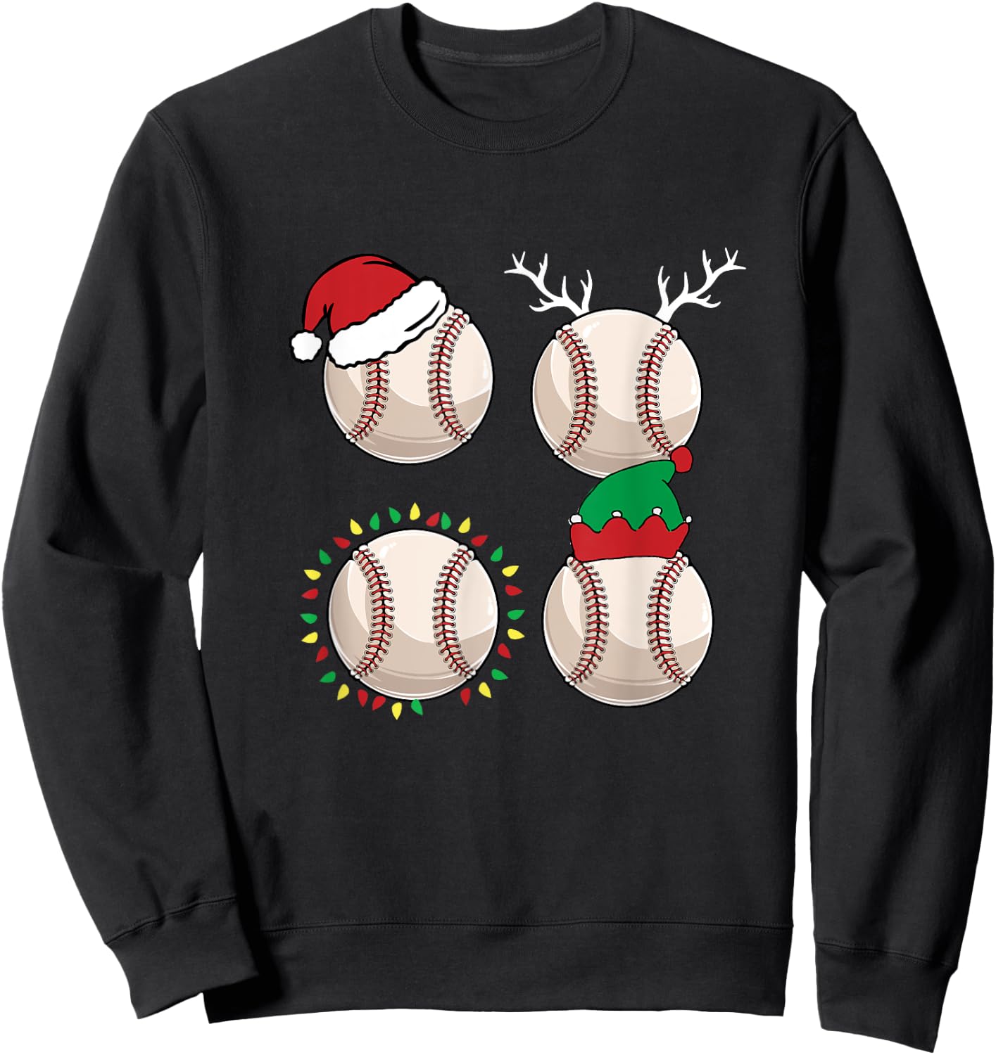Football Santa Elf Reindeer Christmas Pajama Cool Sport Xmas Sweatshirt - Sweatshirt | Black