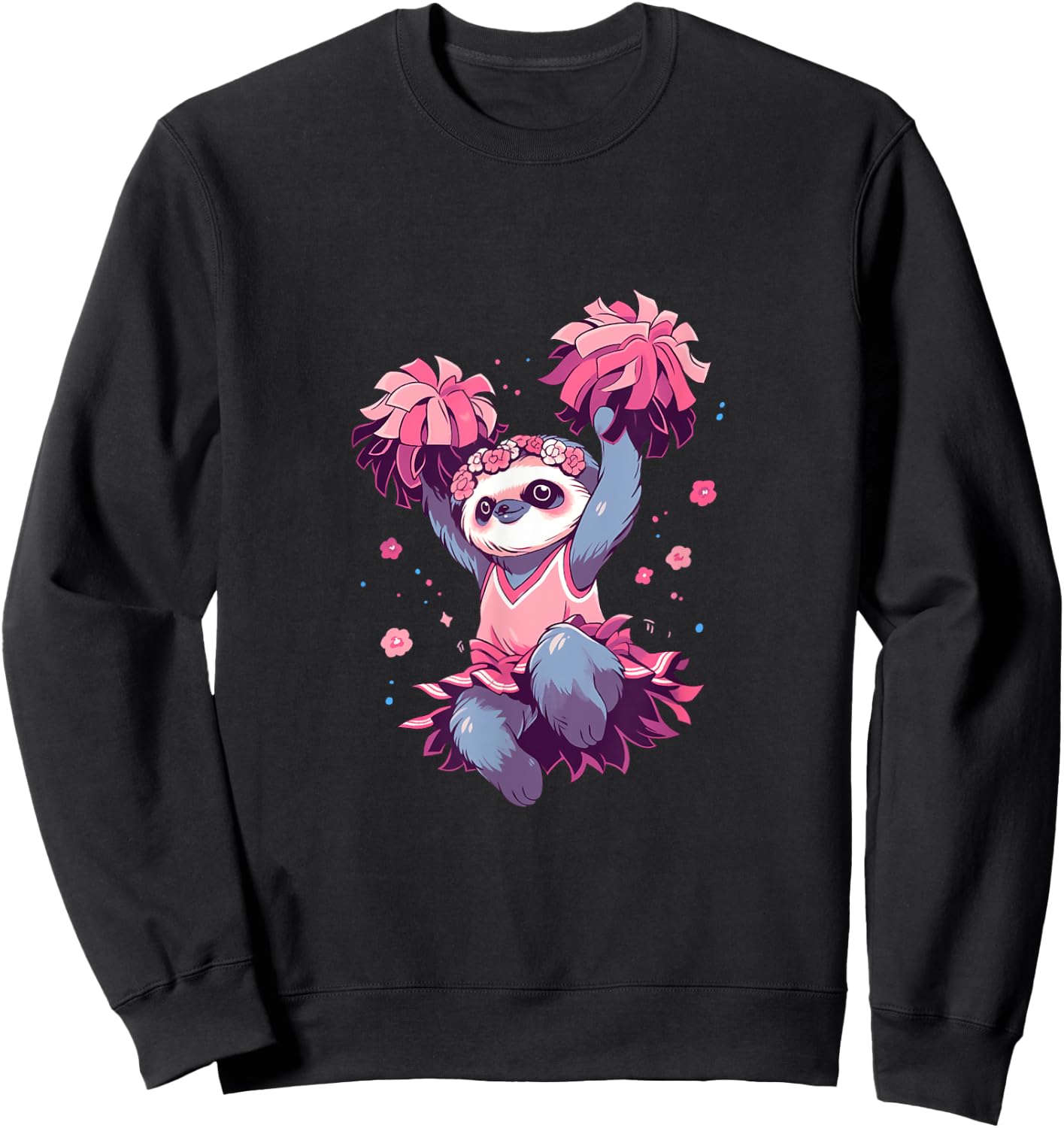 Sloth Cheerleader Cheerleading Cheer Cheering Sweatshirt - Sweatshirt | Black