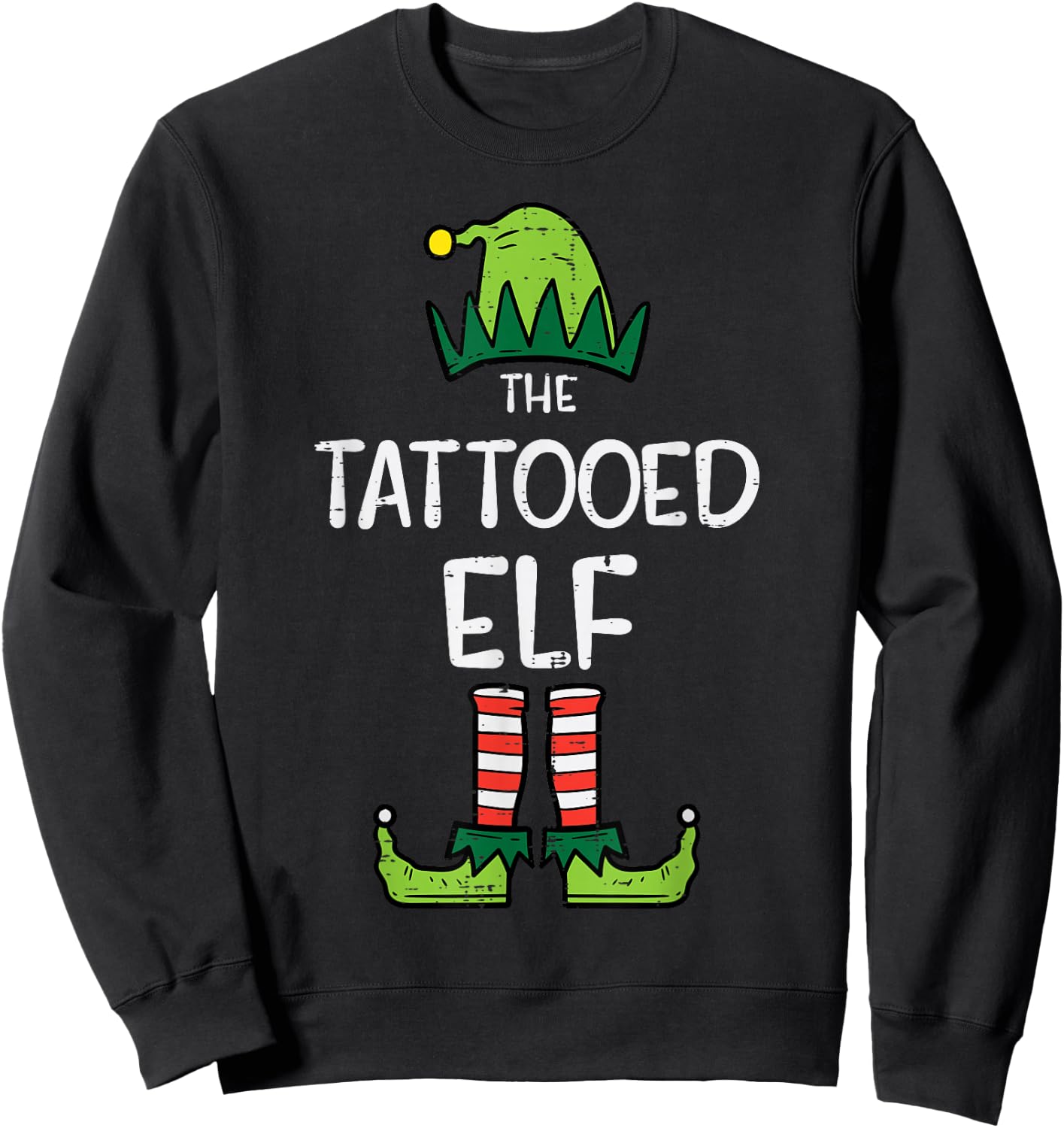 The Tattooed Elf Xmas Matching Family Christmas Men Women Sweatshirt - Sweatshirt | Black