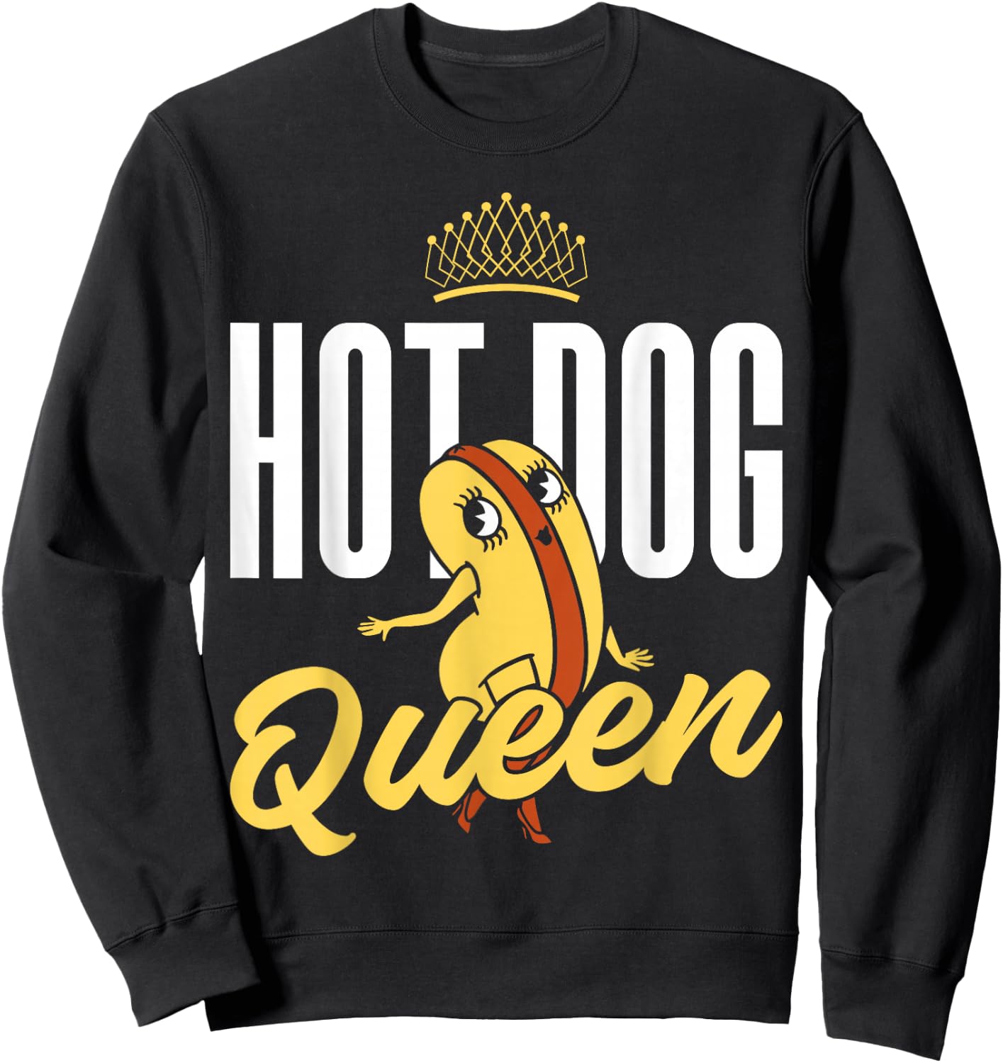 Hot Dog Adult Queen Hot Dog Queen Sweatshirt - Sweatshirt | Black
