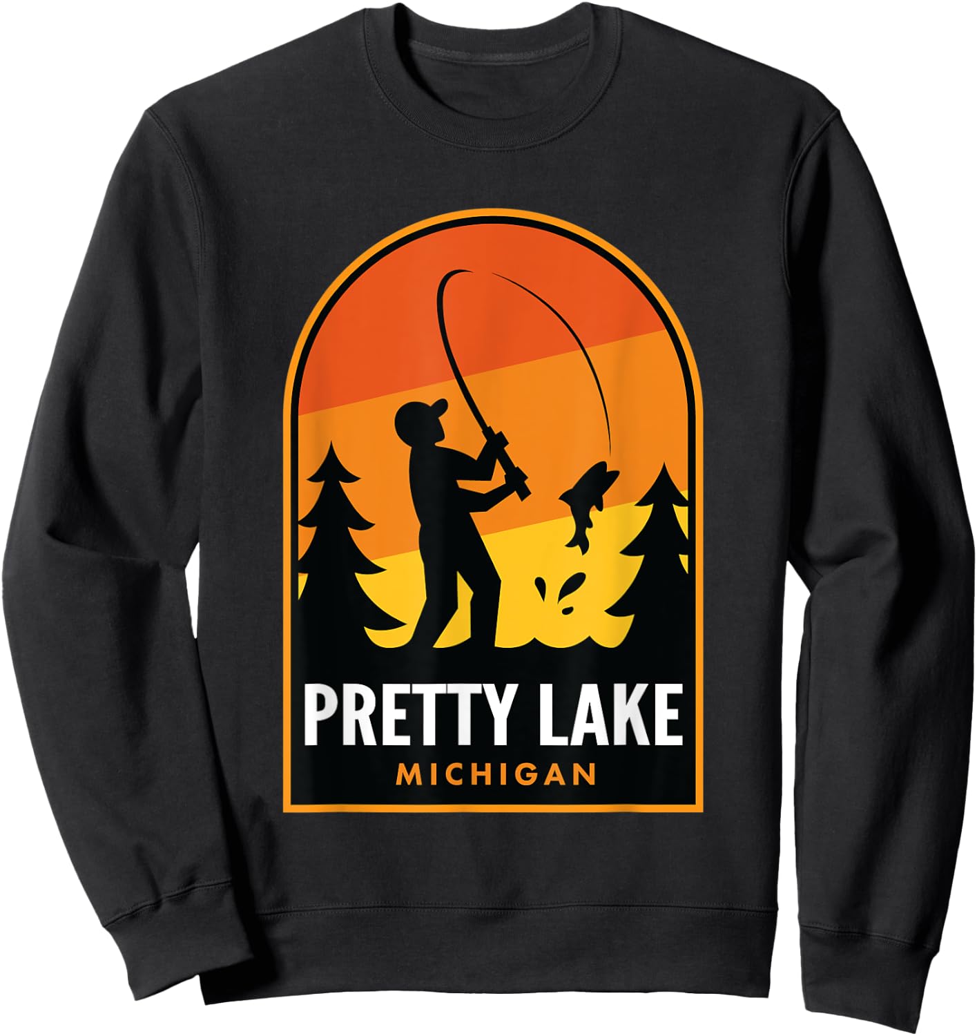 Pretty Lake Michigan Fishing Sweatshirt - Sweatshirt | Black