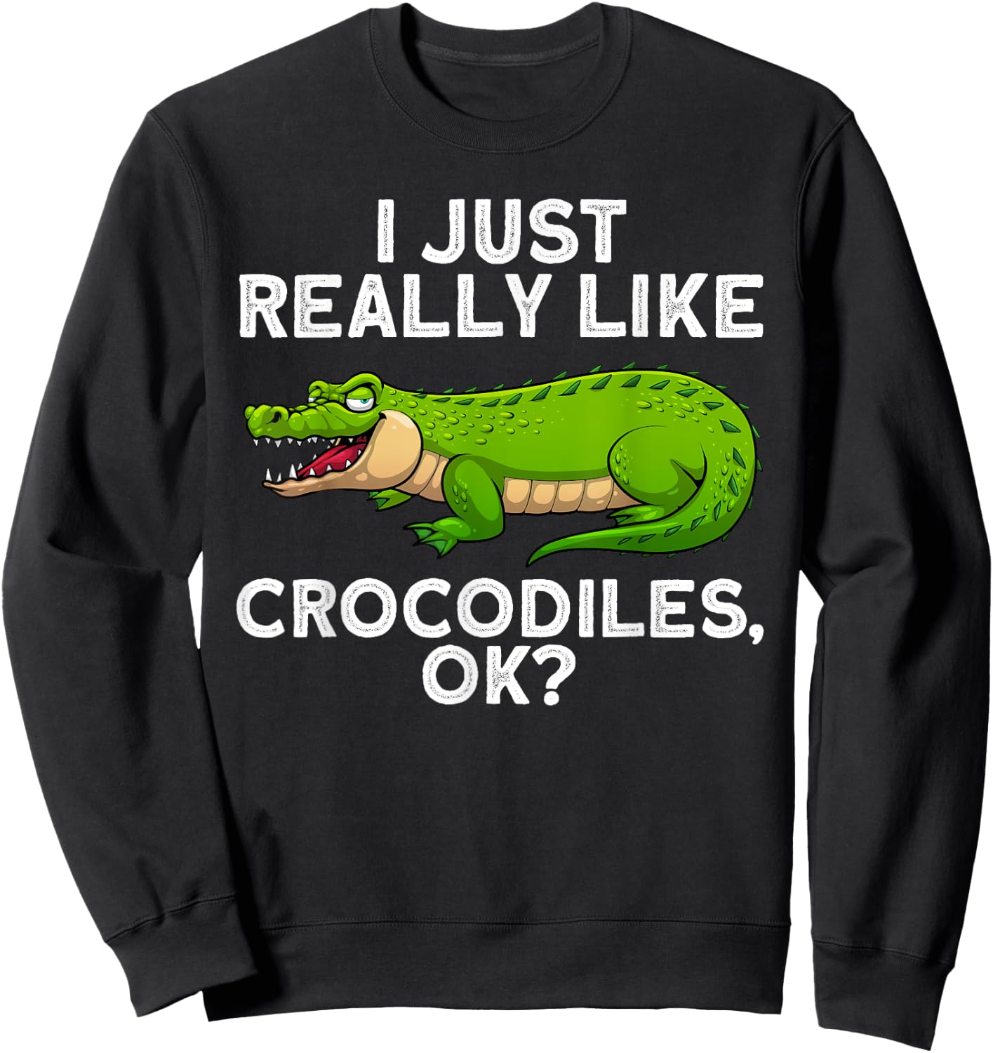 Funny Crocodile Women Kids Alligator Crocodile Lover Sweatshirt - Sweatshirt | Black