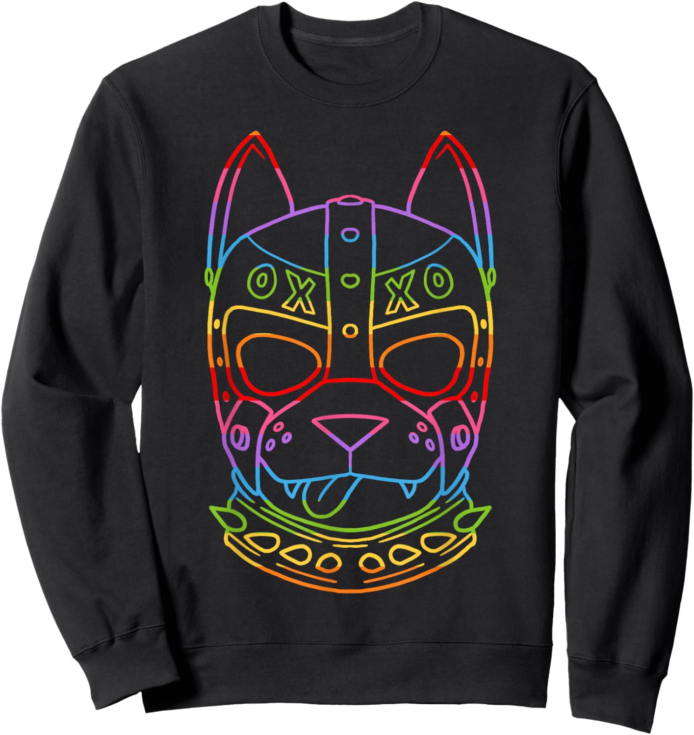 Gay PupPlay Pup Mask Rainbow Pride Sweatshirt - Sweatshirt | Black