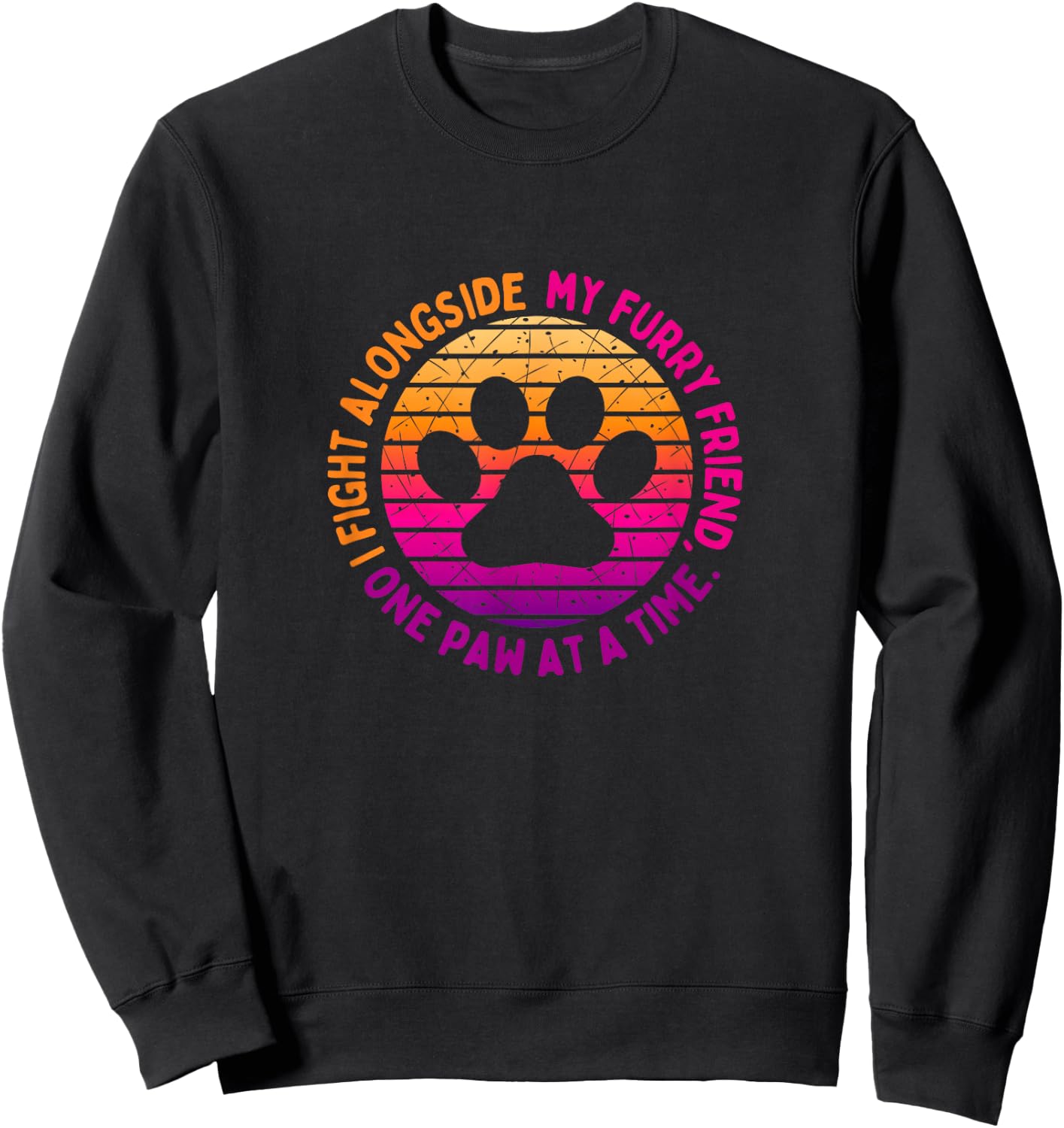 Dog Cancer Awareness Prevention Fighting the Battle Love Paw Men Women Kids Sweatshirt - Sweatshirt | Black