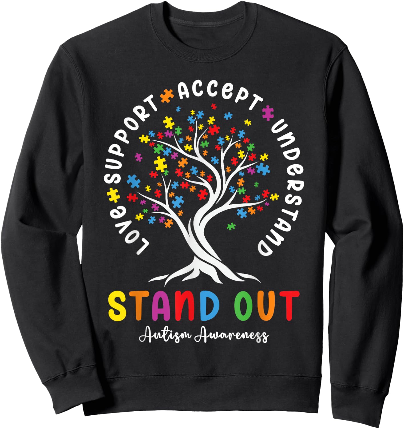 Love Support Accept Understand Autism Awareness Autistic Sweatshirt - Sweatshirt | Black