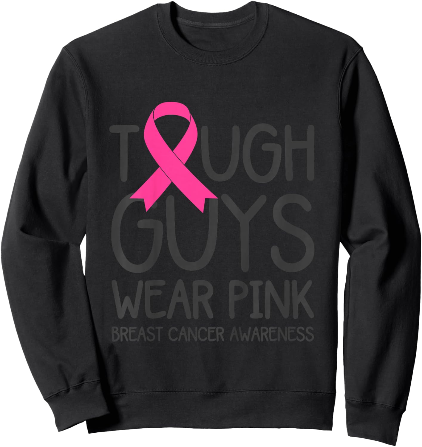 Kids Toddler Boys Breast Cancer Awareness Pink Ribbon Funny Sweatshirt - Sweatshirt | Black