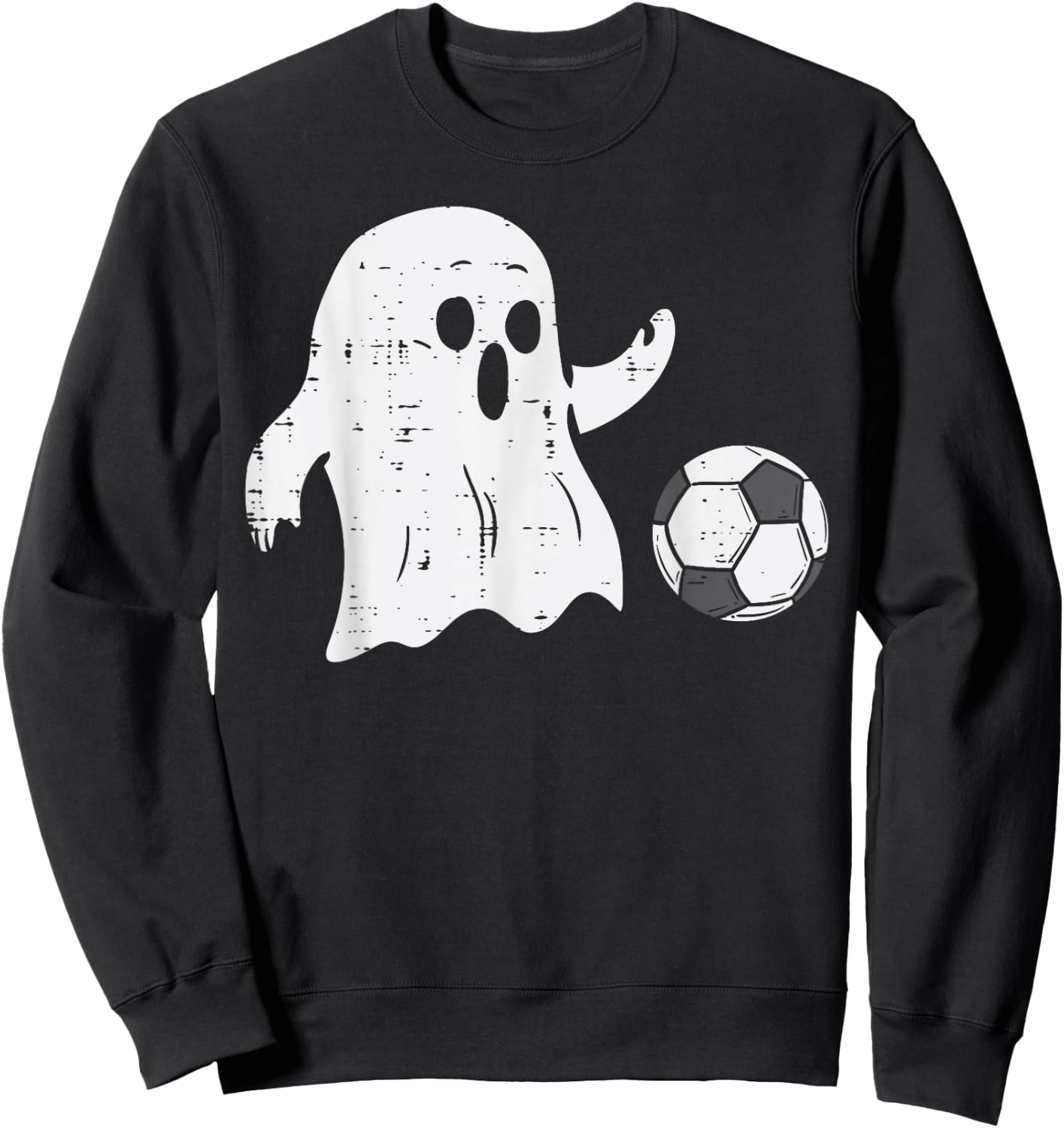Ghost Playing Soccer Funny Football Halloween Costume Sports Sweatshirt - Sweatshirt | Black