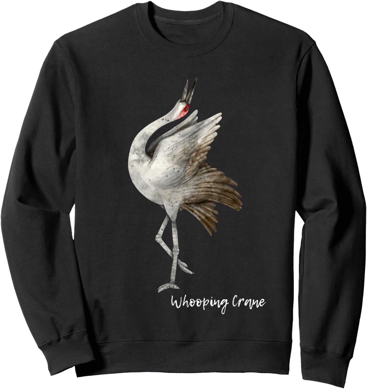 Whooping Crane Graphic Wildlife Bird Watching Sweatshirt - Sweatshirt | Black