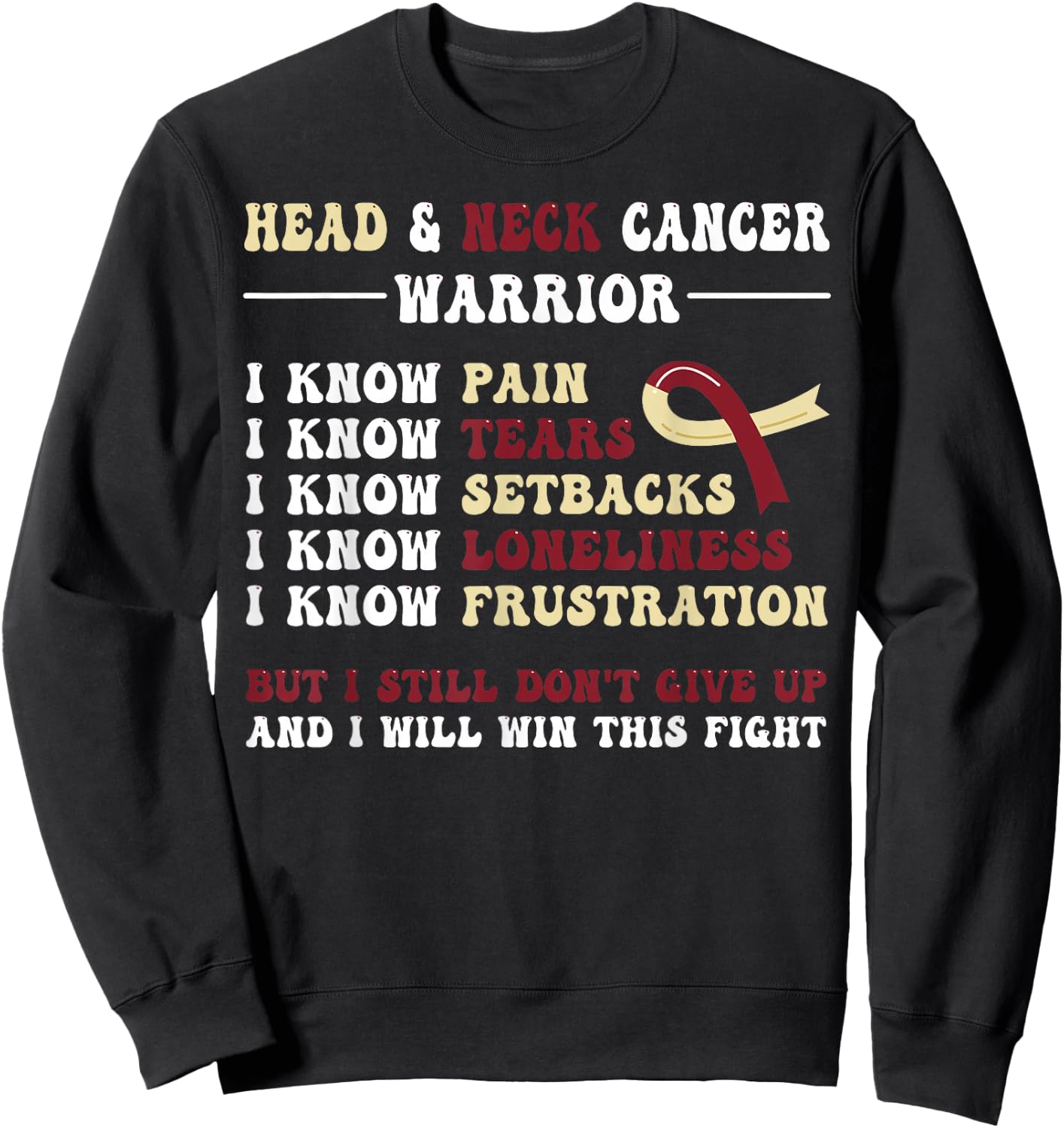 Head And Neck Cancer Awareness Black , -Adults, Small, Short Sleeve, Modern Cancer Awareness Cartoon Sweatshirt - Sweatshirt | Black
