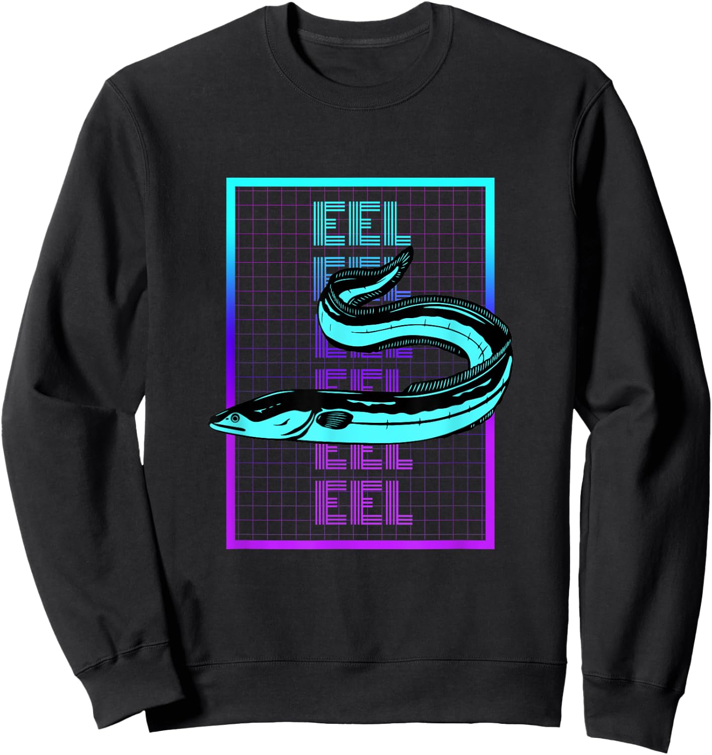 Vintage Eel Gifts Eel Fish Retro - Women's Classic Fit Black Graphic - Small - Short Sleeve - -Adults Sweatshirt - Sweatshirt | Black