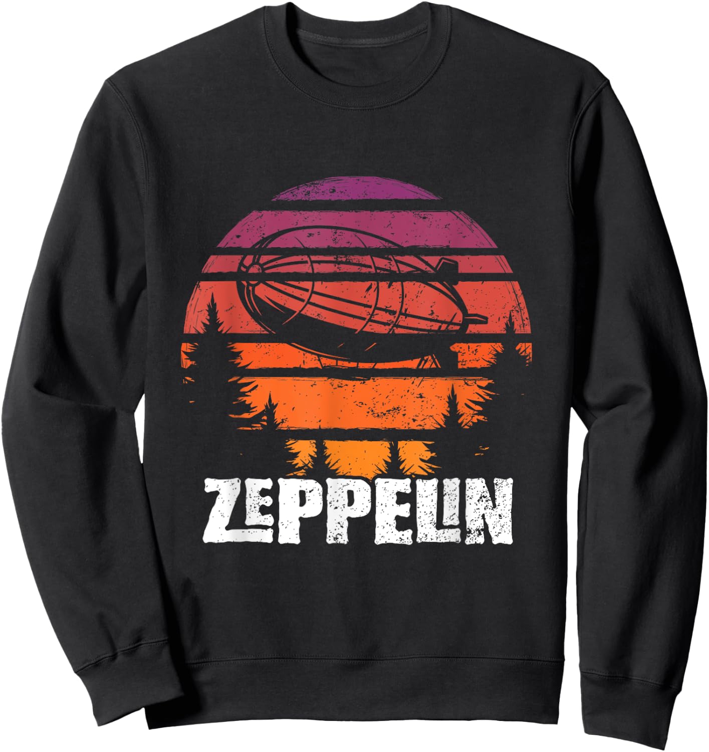 Retro Zeppelin 70s 80s Dirigible Airship Zepelin Zepplin Sweatshirt - Sweatshirt | Black