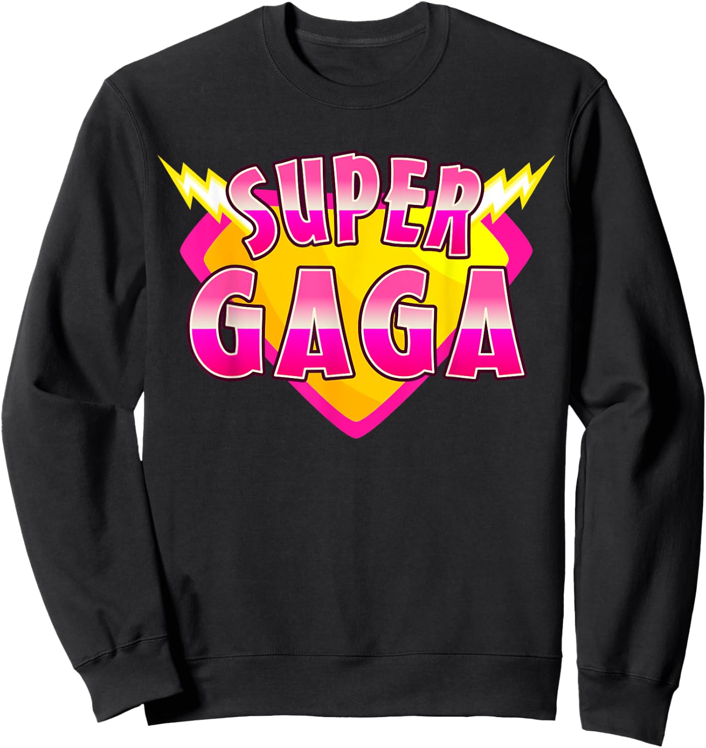 Super Gaga Superhero Grandmother Comic Book Family Matching Sweatshirt - Sweatshirt | Black