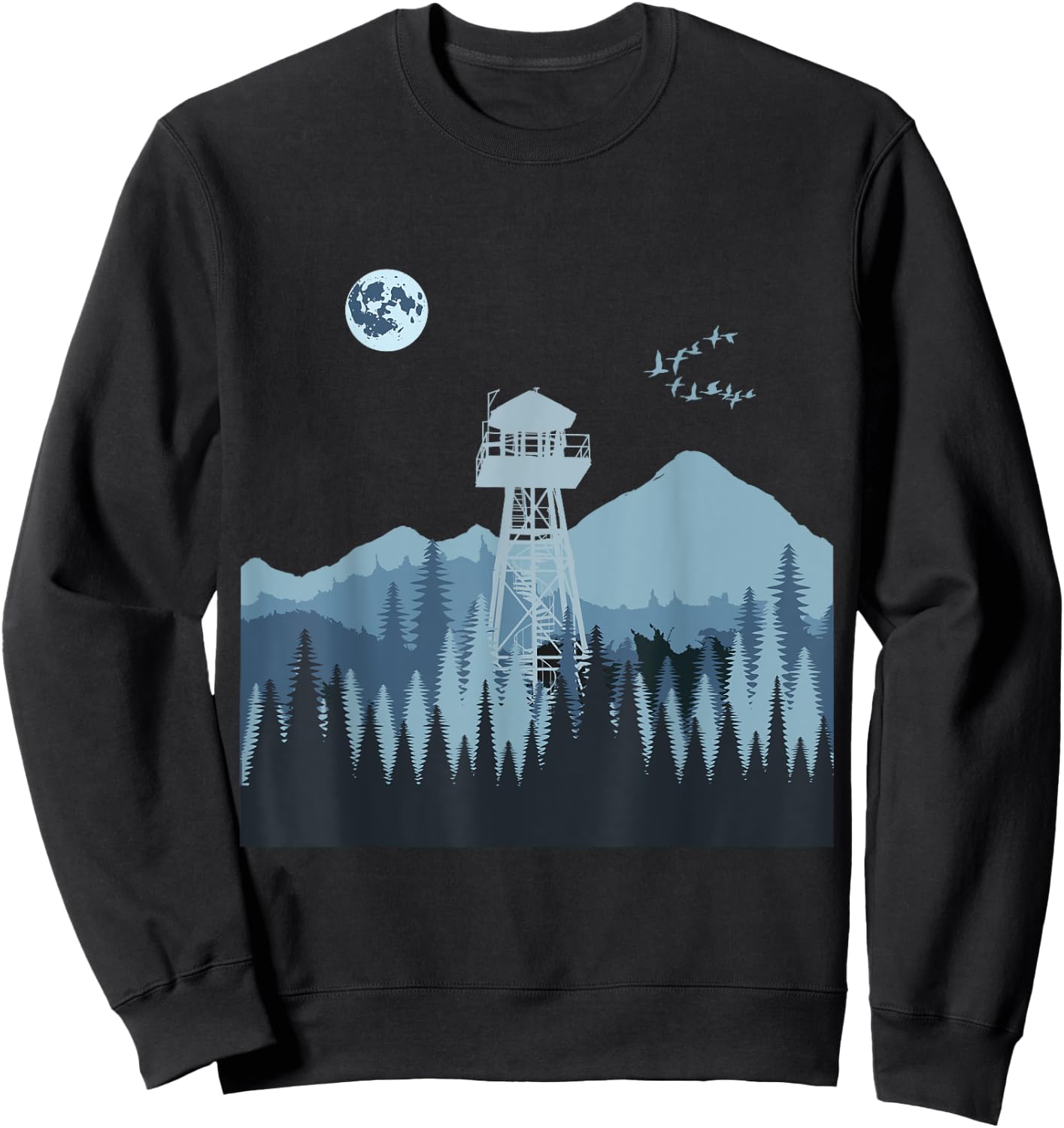Mountain Forest Fire Lookout Tower Sweatshirt - Sweatshirt | Black