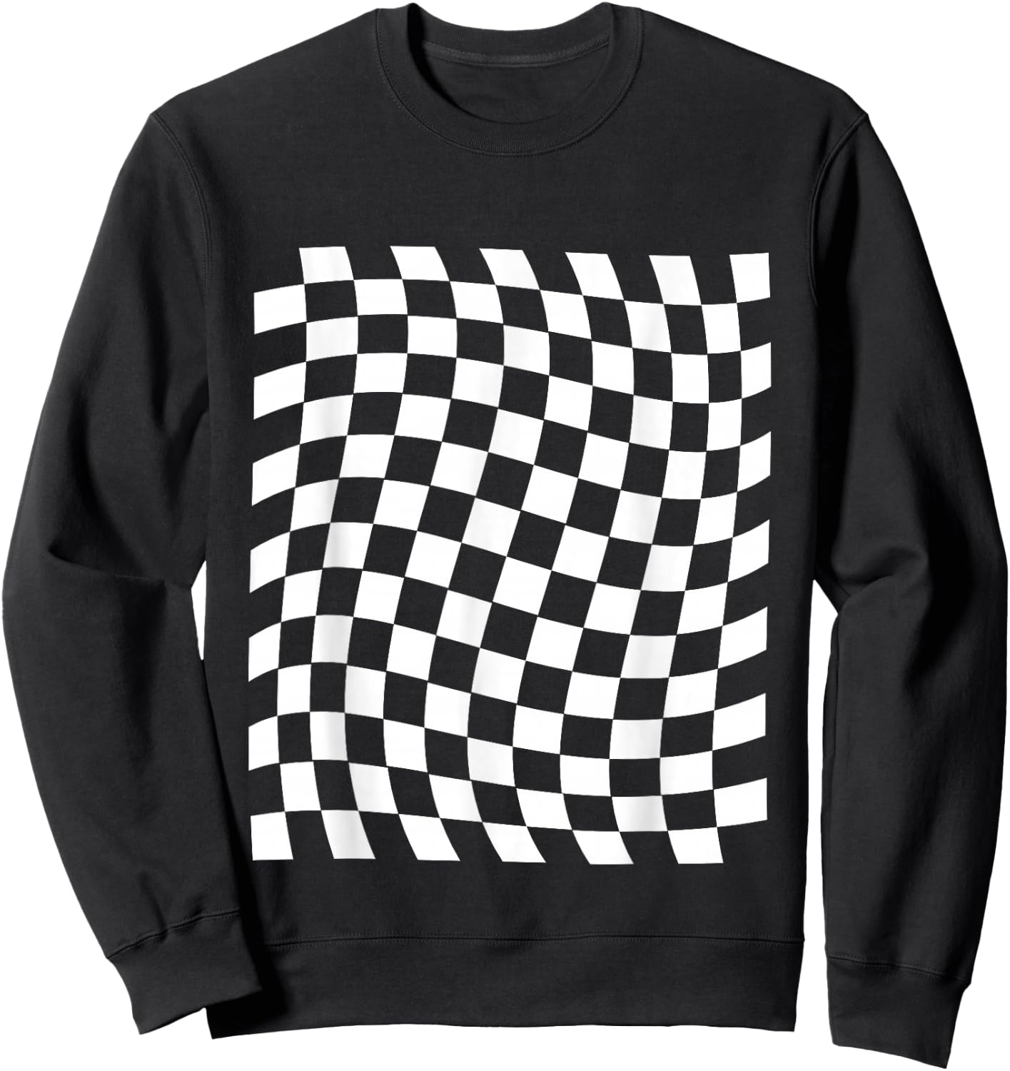 Black White Checkerboard Sweatshirt - Sweatshirt | Black