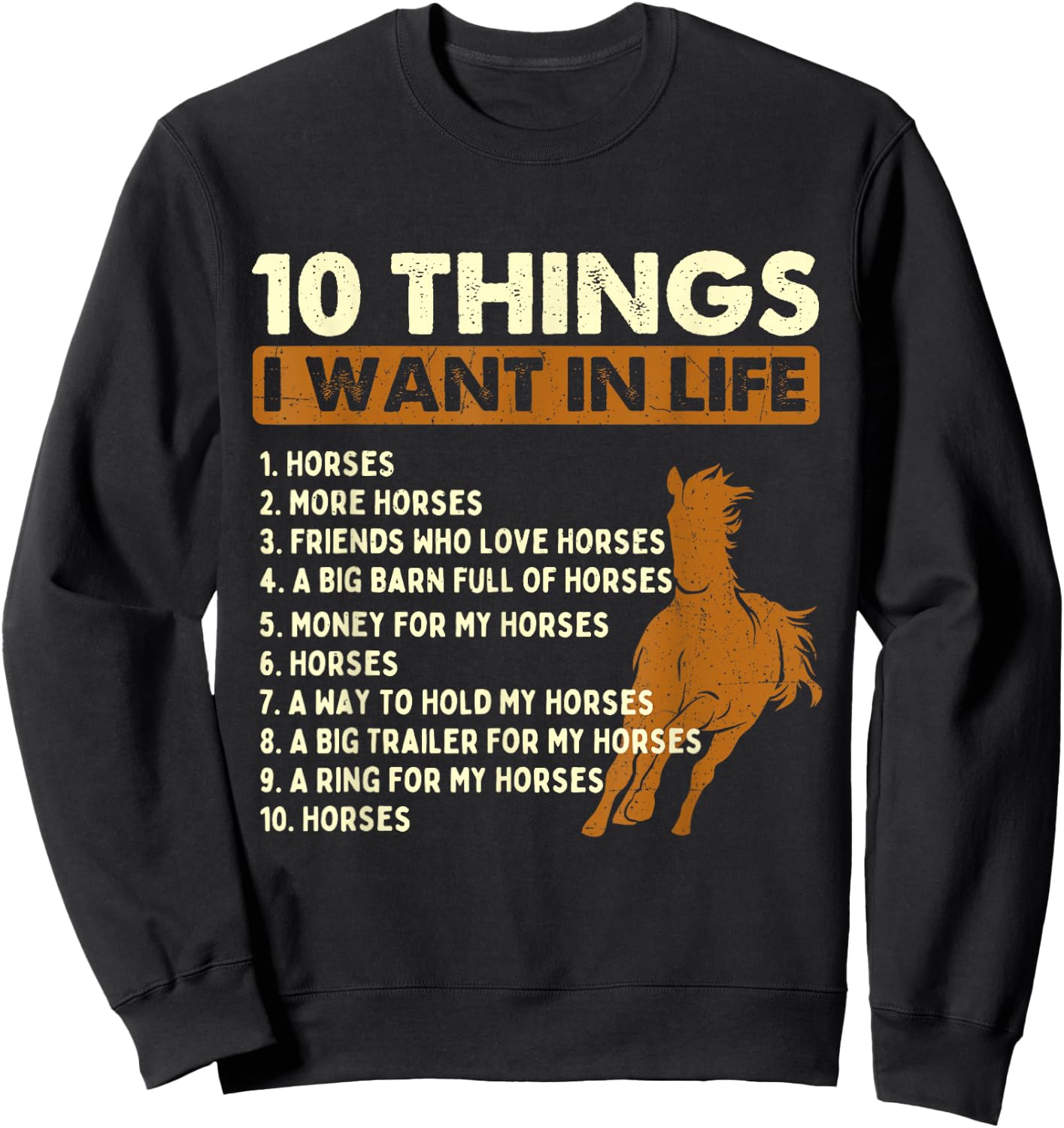 10 Things I Want In Life - Horse Lover Horseman Equestrian Sweatshirt - Sweatshirt | Black