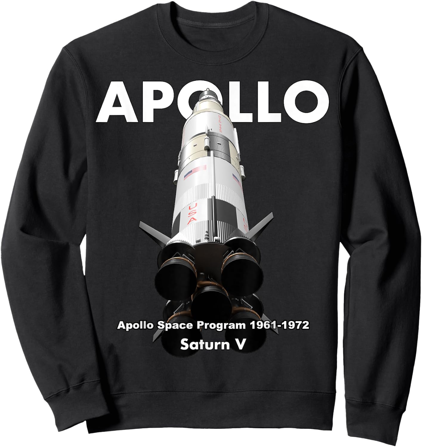 Apollo Saturn V Moon Rocket Sweatshirt - Sweatshirt | Black