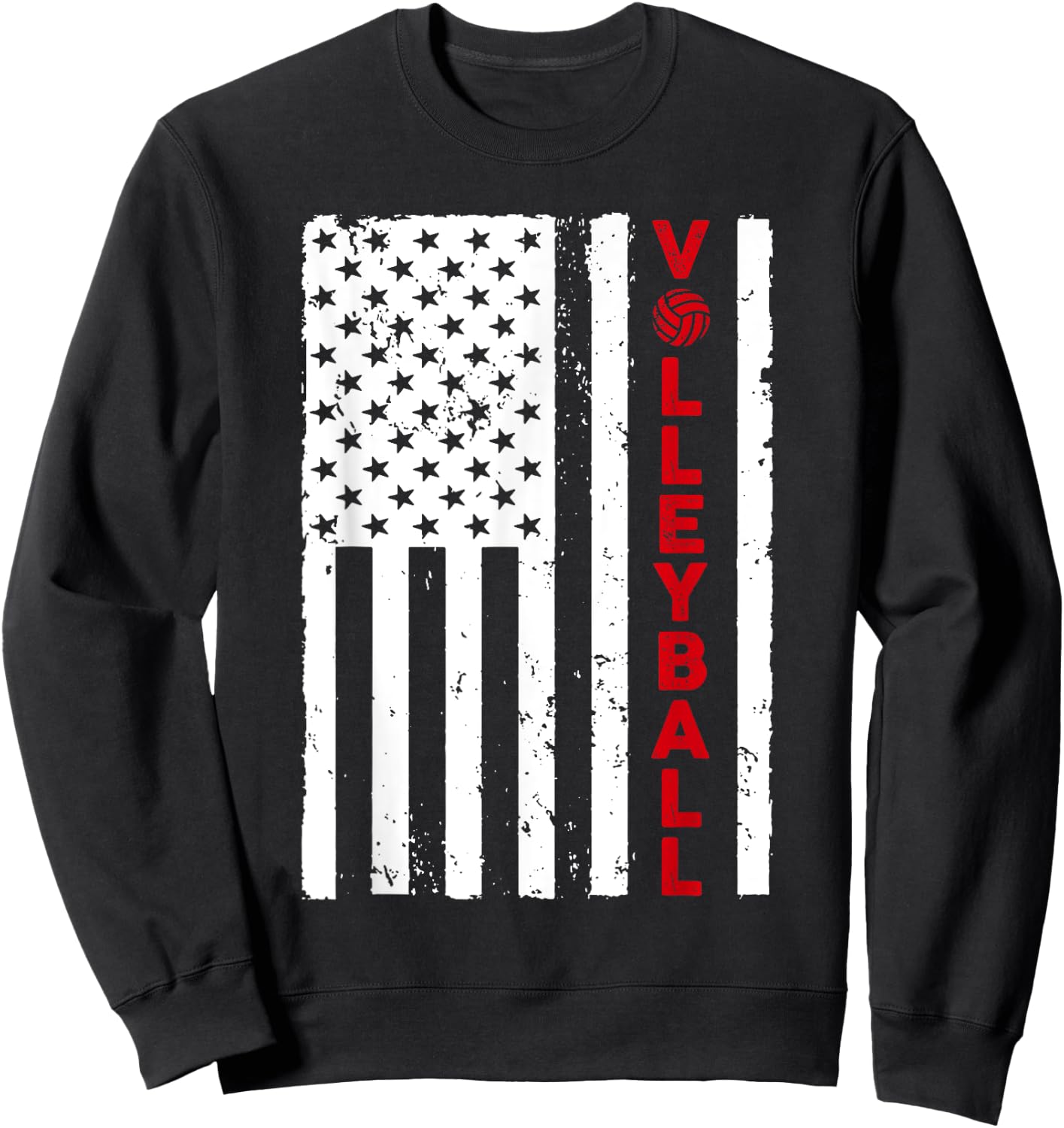 Funny Volleyball Design Women USA Patriotic Athlete Sweatshirt - Sweatshirt | Black