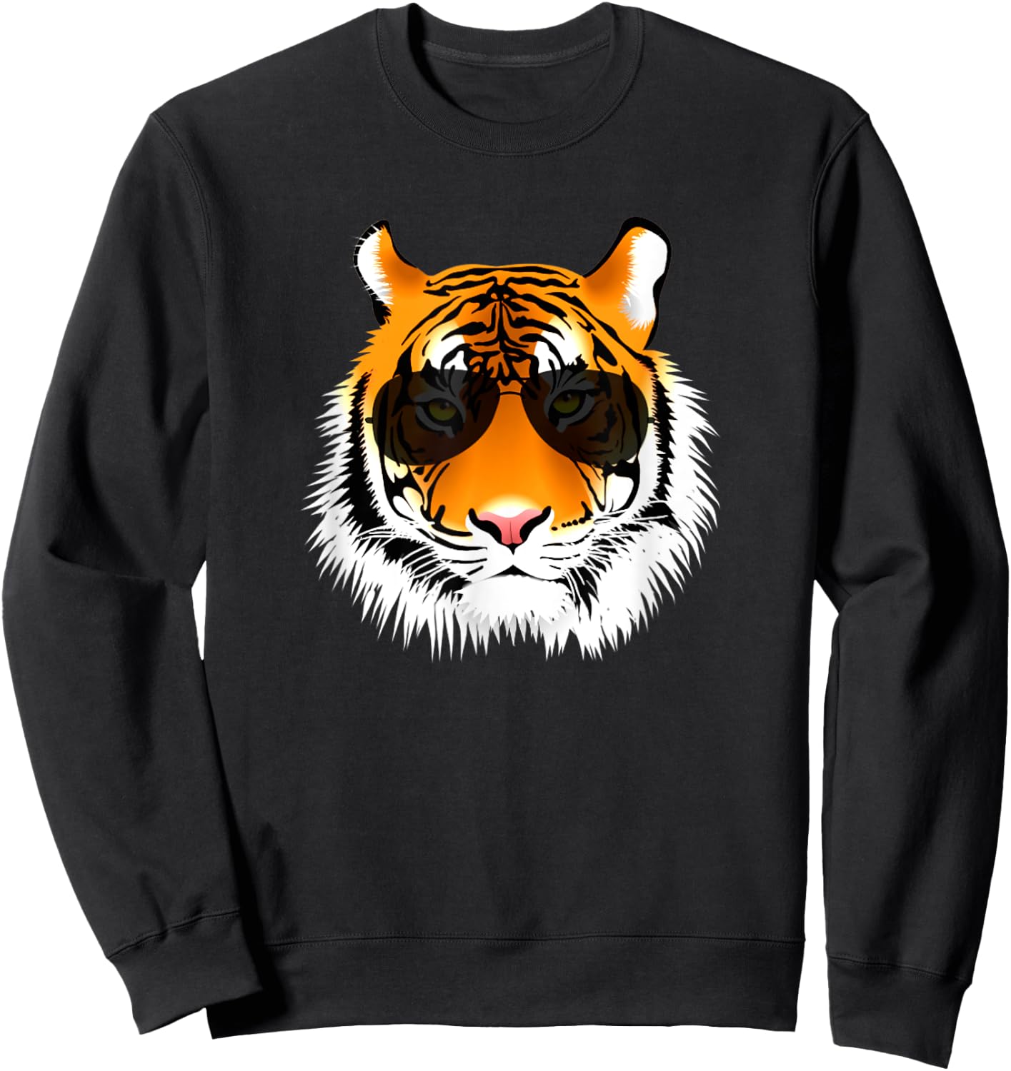 Tiger Design Co Cool Cat Tiger Sunglasses - Adults, Black, Short Sleeve, Size S Sweatshirt - Sweatshirt | Black