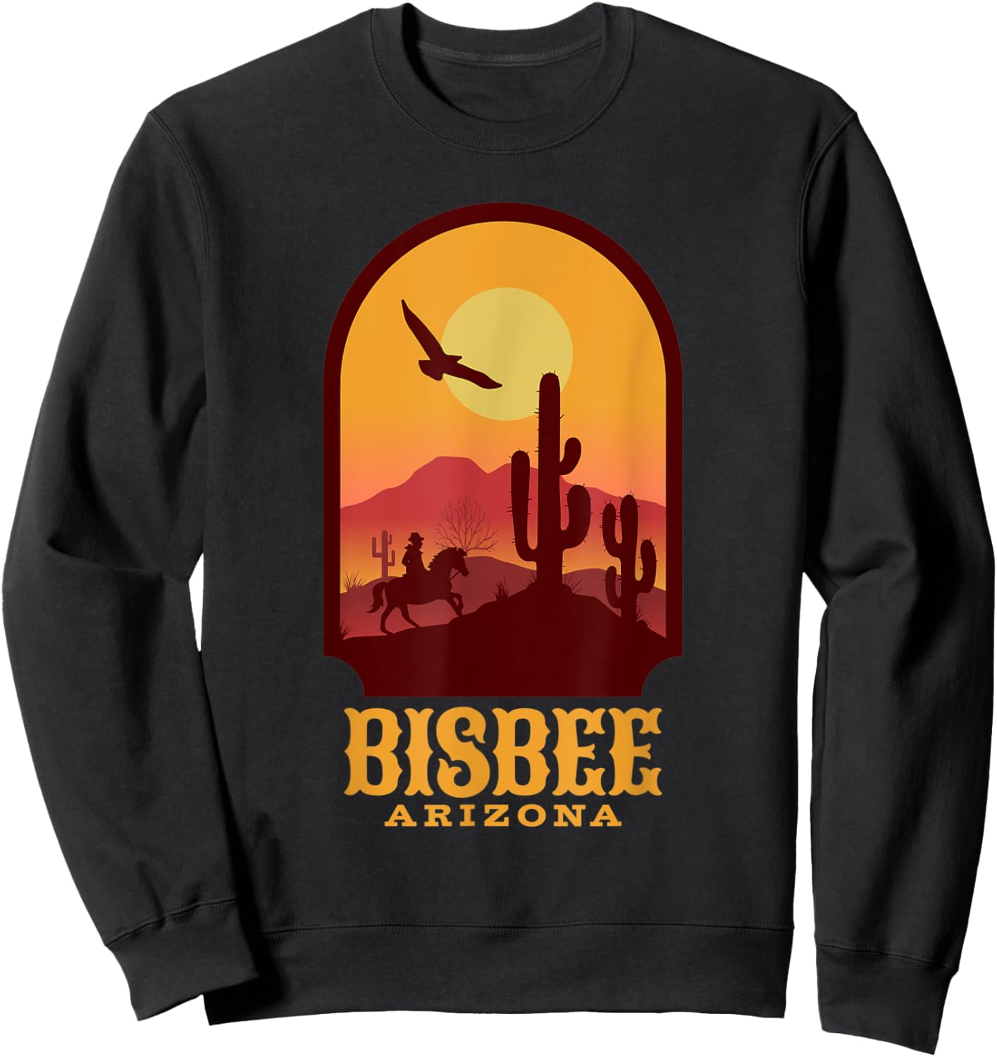 Yellow Sunset in Bisbee Arizona Sweatshirt - Sweatshirt | Black
