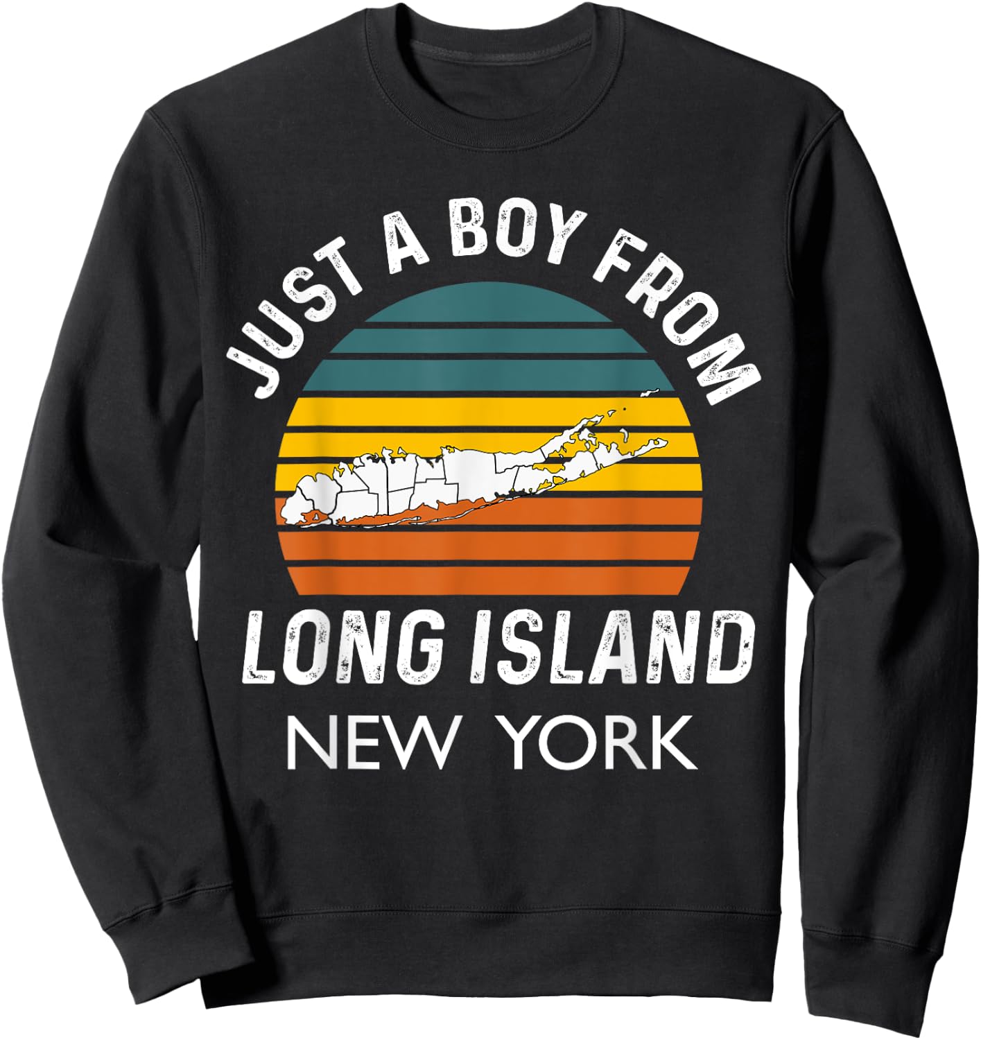 Long Island NY Souvenir Native Long Islander Map NYC Vintage Sweatshirt - Sweatshirt | Black
