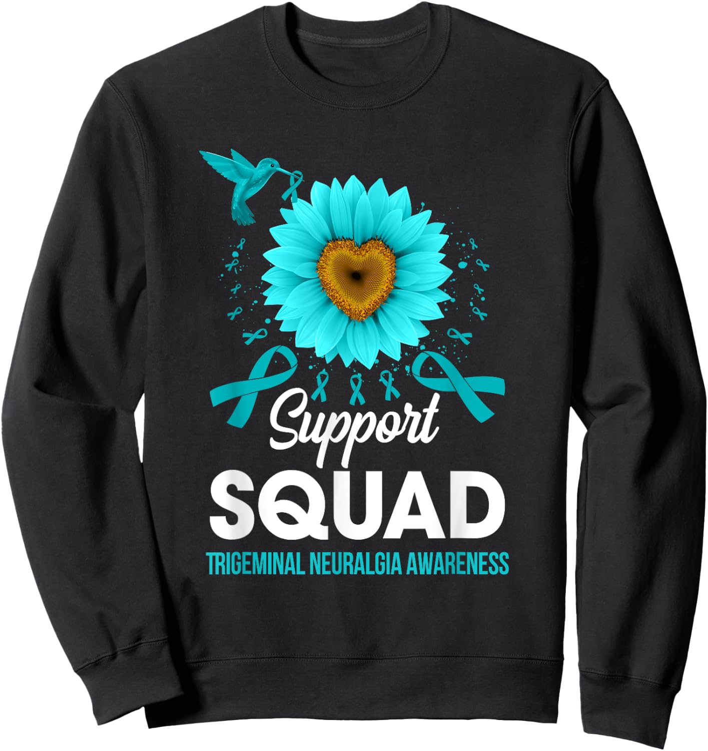 Support Squad Trigeminal Neuralgia Awareness Hummingbird Sweatshirt - Sweatshirt | Black