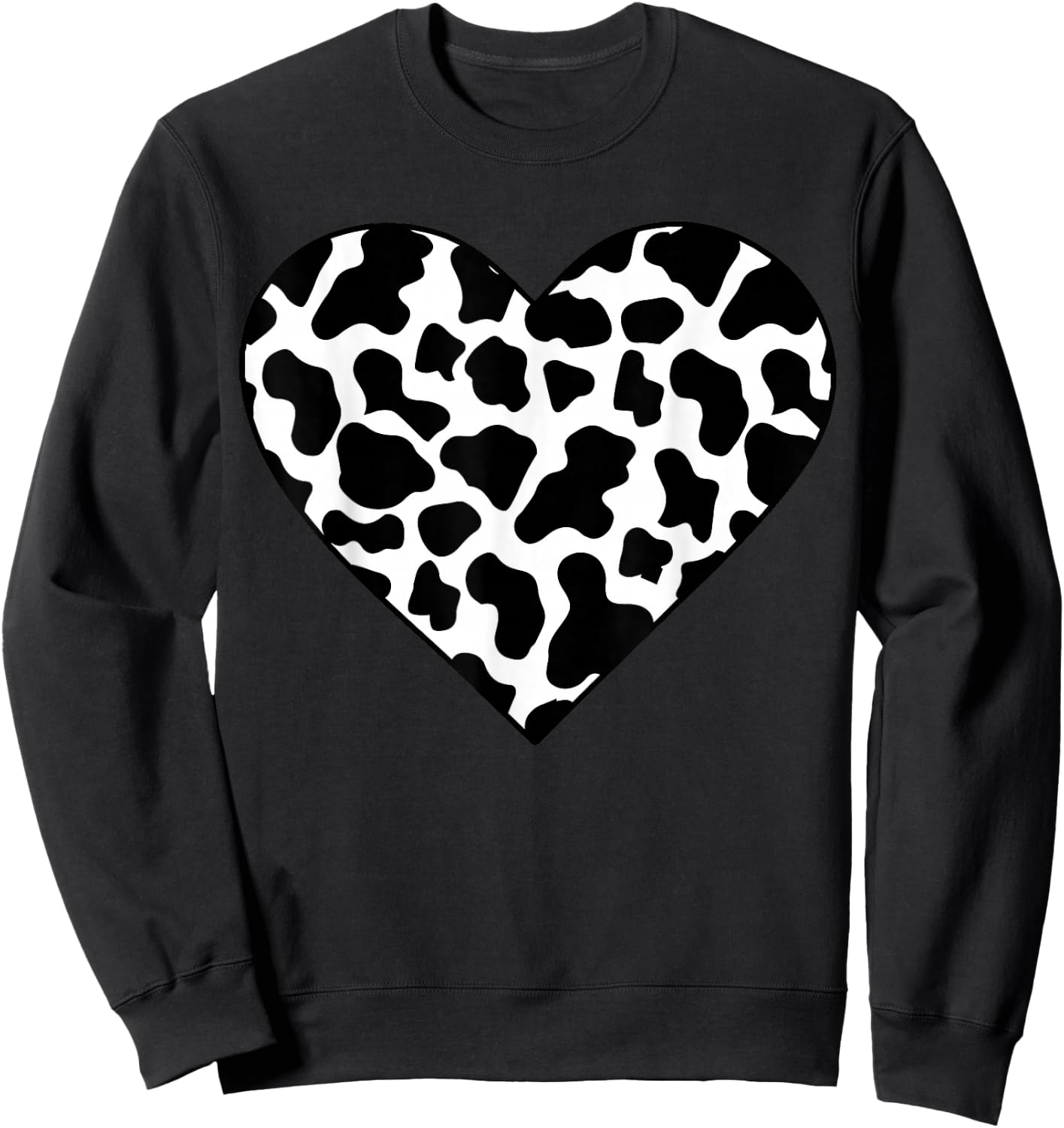 Cow-Print Heart T Shirt Women Heifer Farm Mom Mothers Day Sweatshirt - Sweatshirt | Black