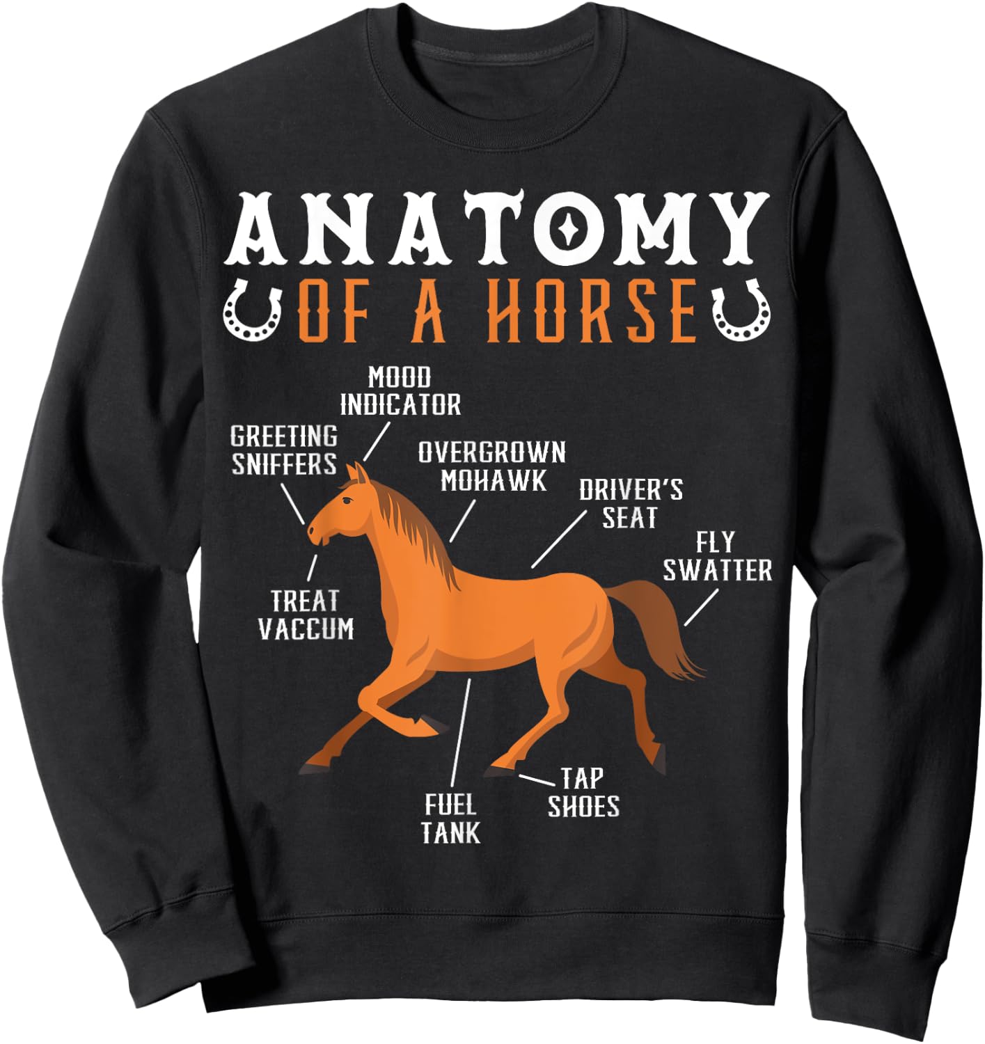 Equestrian Riding Anatomy Of A Horse Lover Sweatshirt - Sweatshirt | Black
