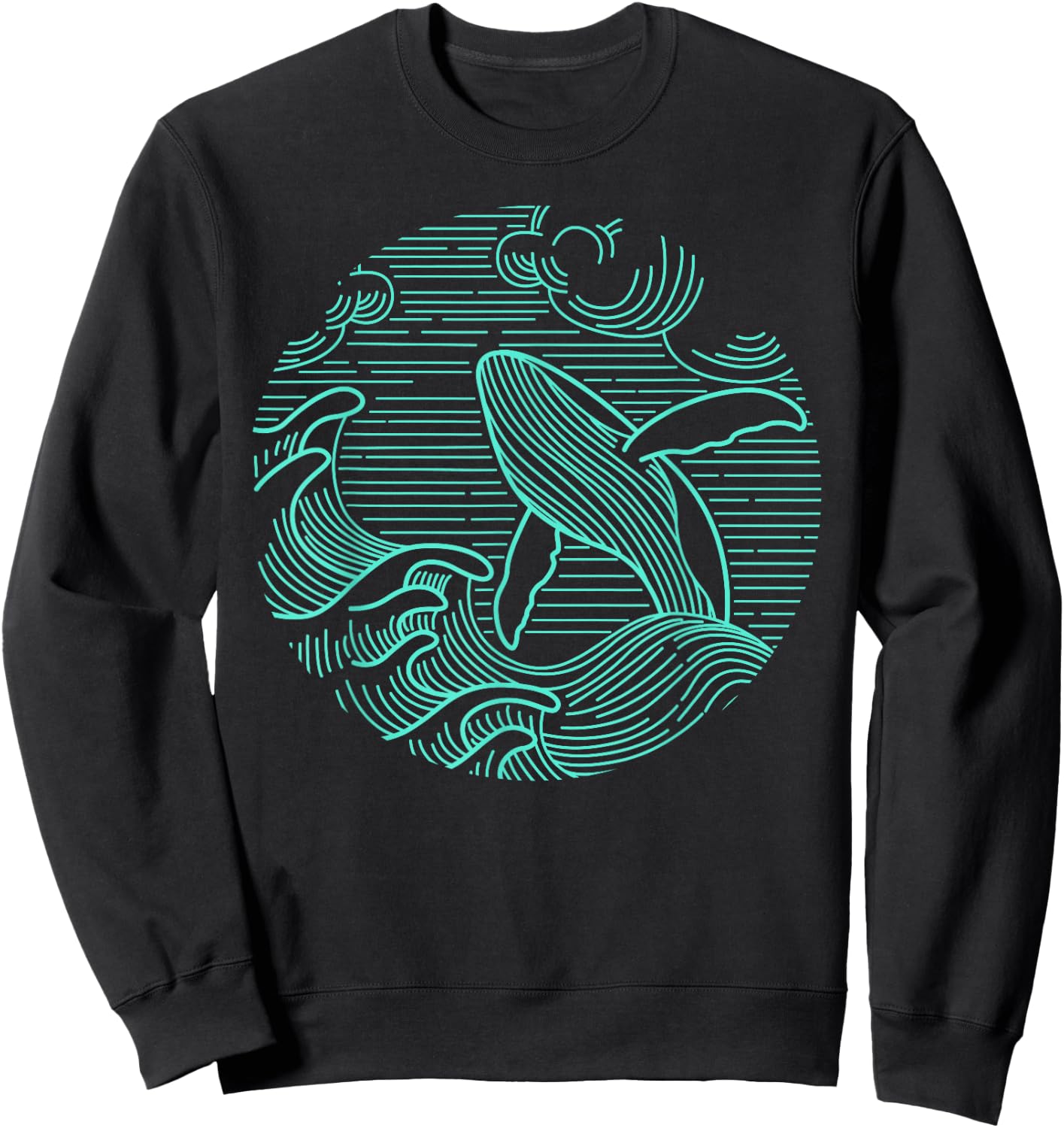Humpback Whale Marine Life Ocean Nature Sea Blue Waves Sweatshirt - Sweatshirt | Black