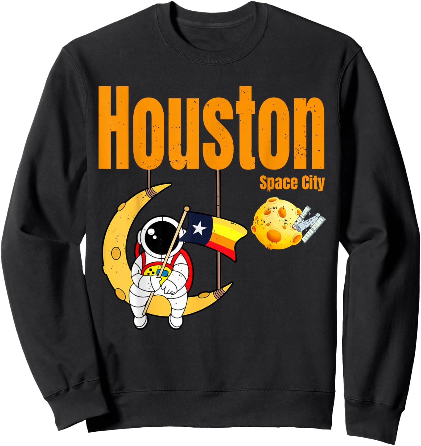 Houston Space City Astronaut Sweatshirt - Sweatshirt | Black