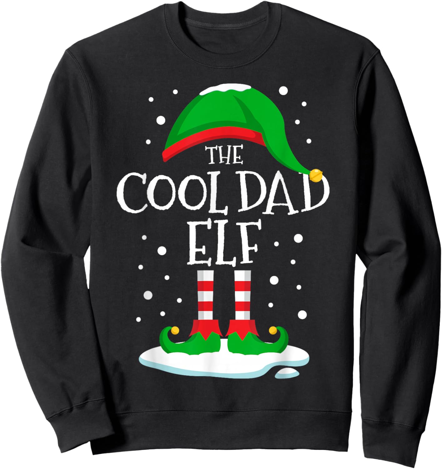 The Cool Dad Elf Christmas Family Matching Xmas Daddy Funny Sweatshirt - Sweatshirt | Black