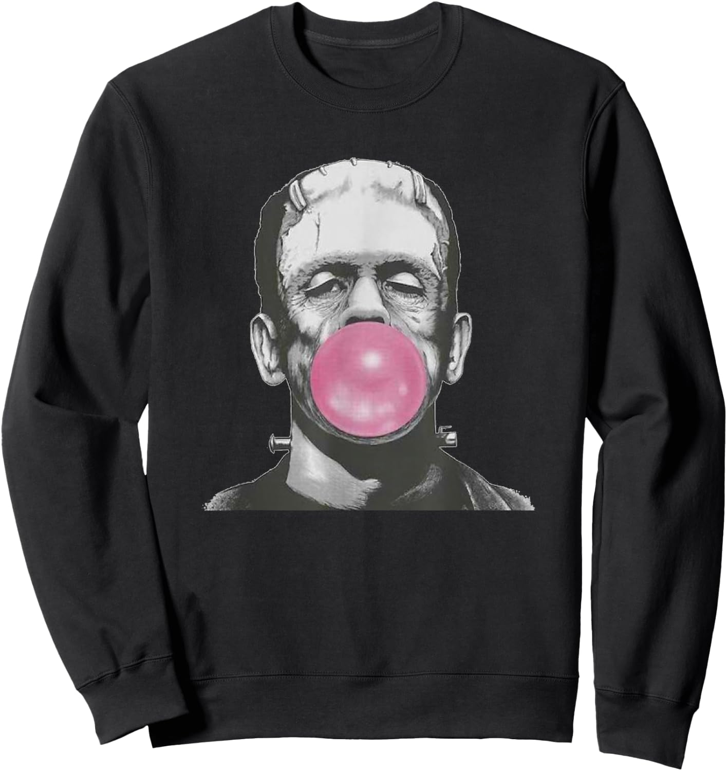 Frankenstein Monster with Pink Bubblegum Bubble Sweatshirt - Sweatshirt | Black