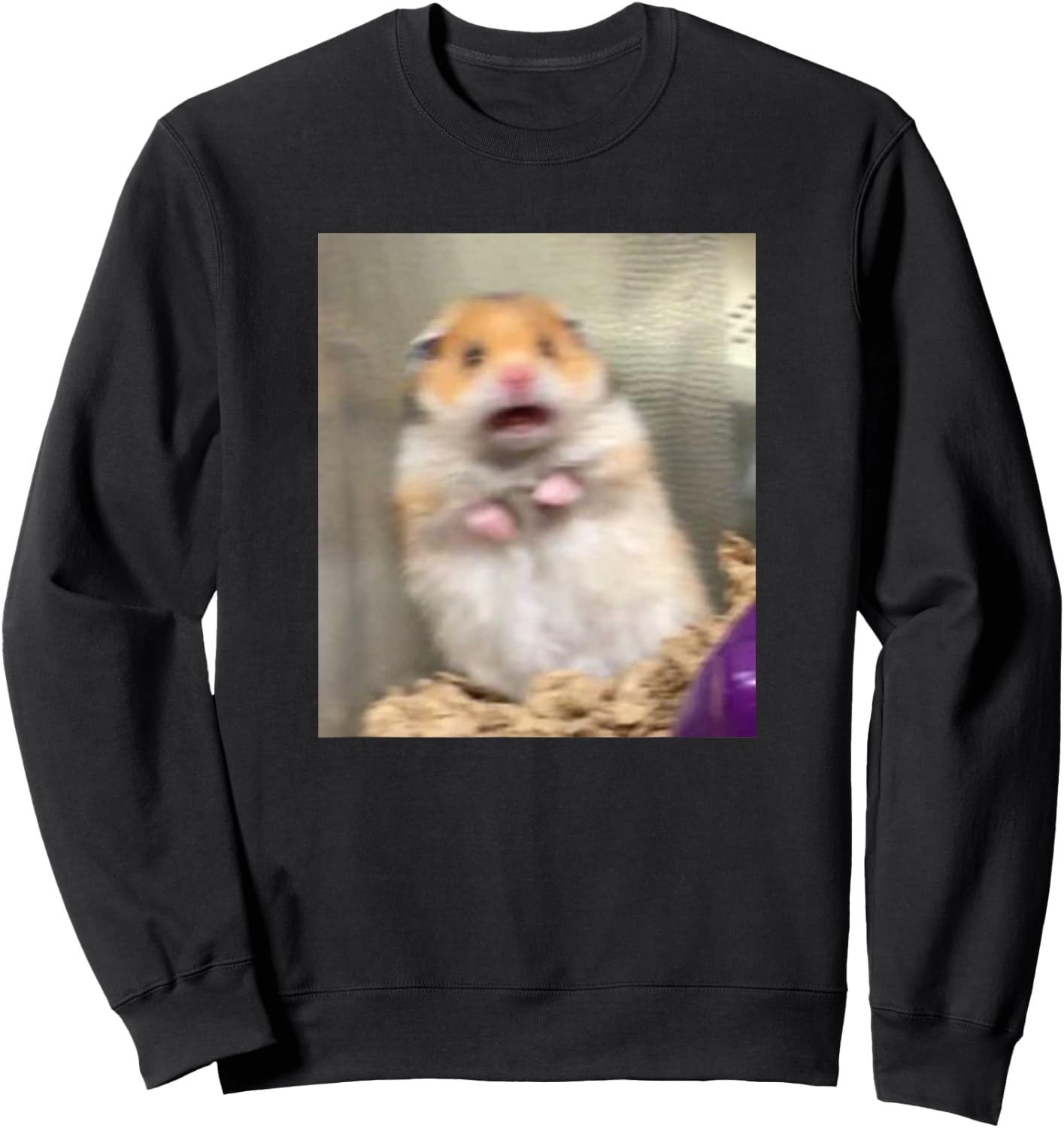 Scared Hamster Meme Funny Pet Owner Dank Trendy Sweatshirt - Sweatshirt | Black