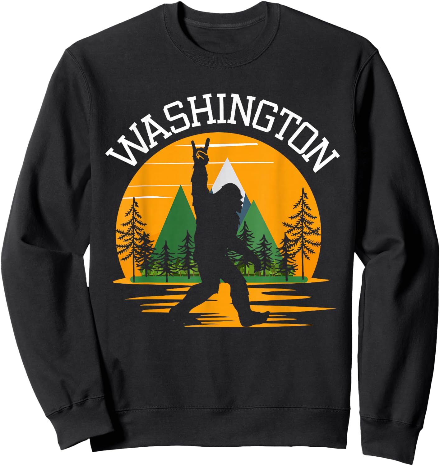 Washington US State Bigfoot Sasquatch Sweatshirt - Sweatshirt | Black