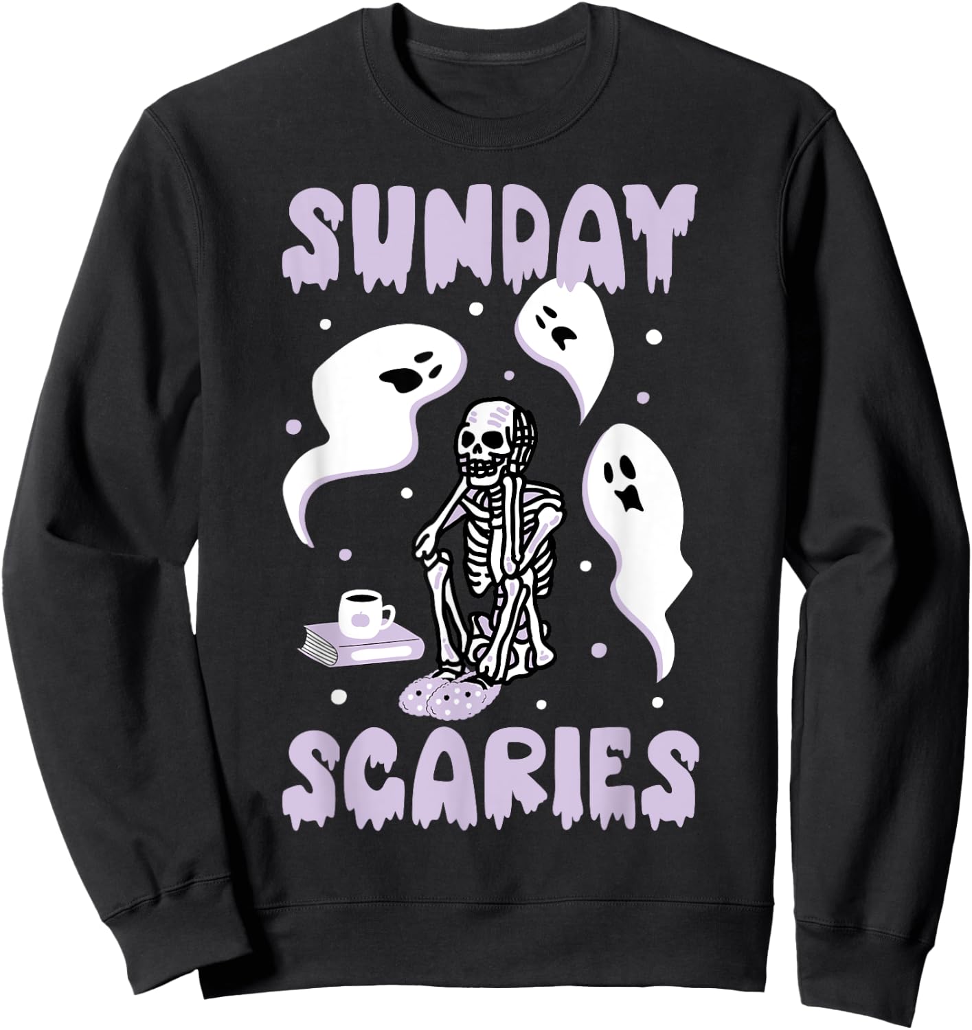 Sunday Skeleton Scaries Funny Office Work Mental Health Day Sweatshirt - Sweatshirt | Black