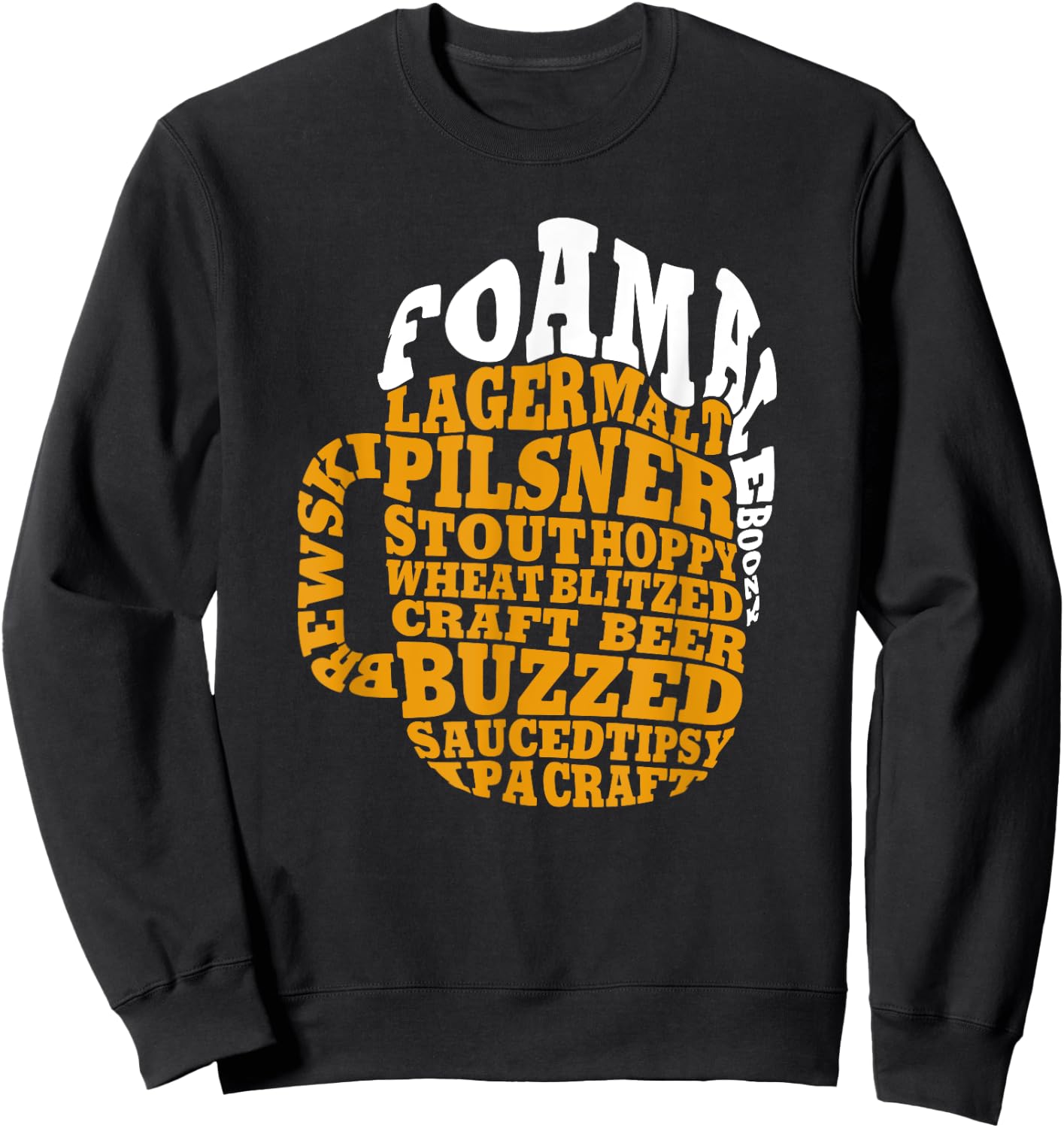 Beer Drinker Typography Word Art Sweatshirt - Sweatshirt | Black