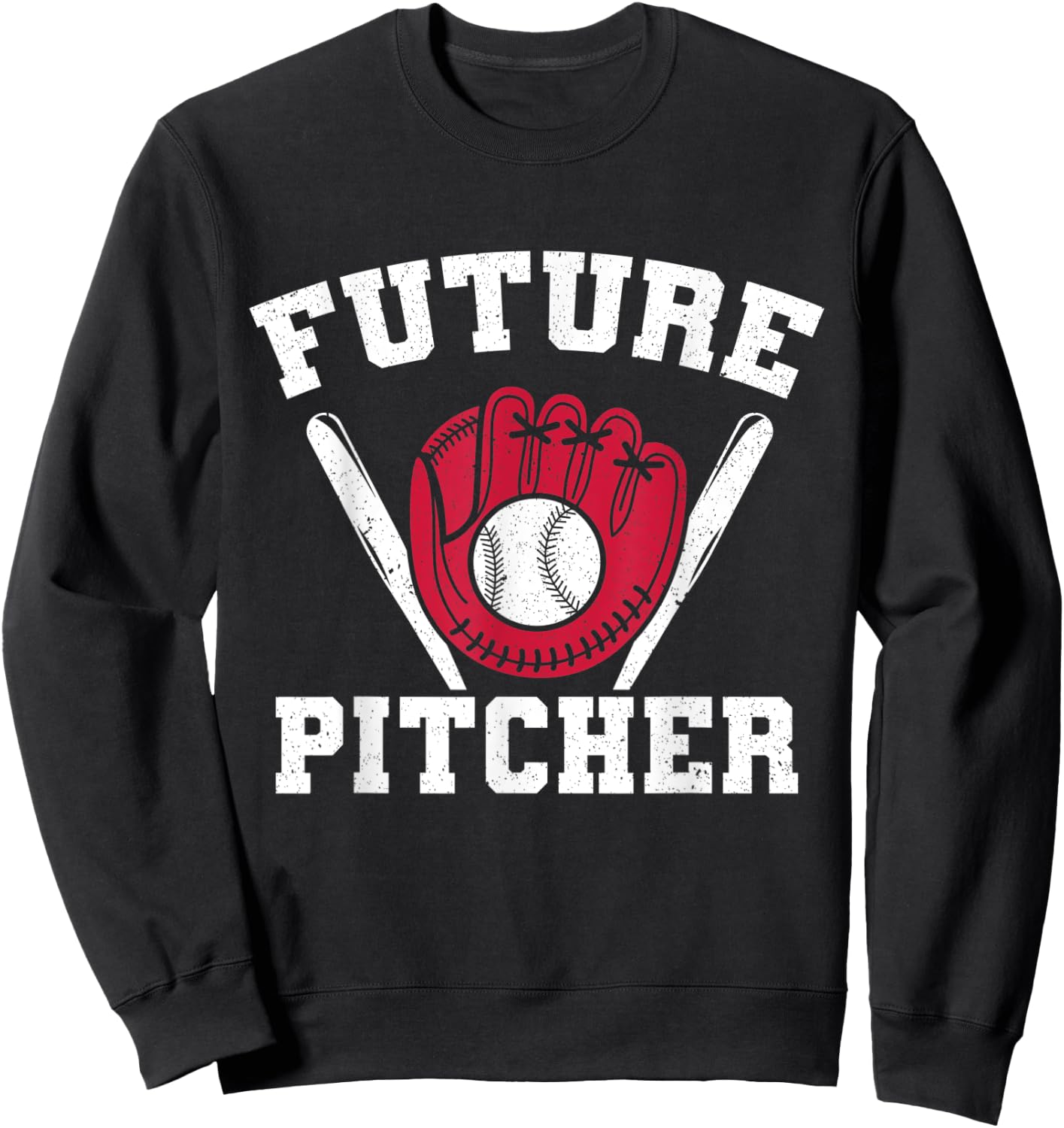 Baseball Bat Future Pitcher Kids Game Baseball Player Sweatshirt - Sweatshirt | Black