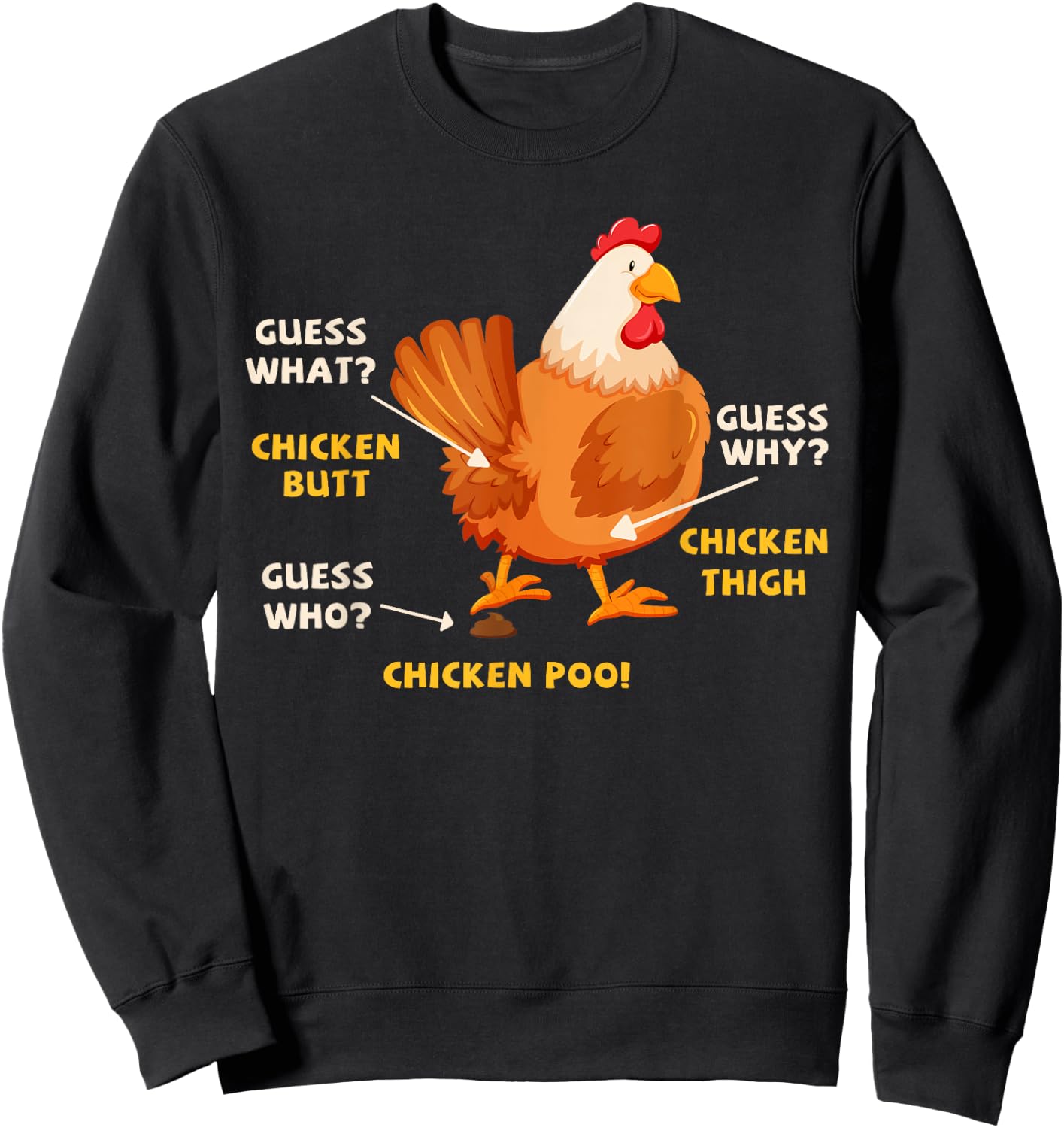 Guess What Chicken Butt Funny Chicken Lover Poultry Farmer Sweatshirt - Sweatshirt | Black