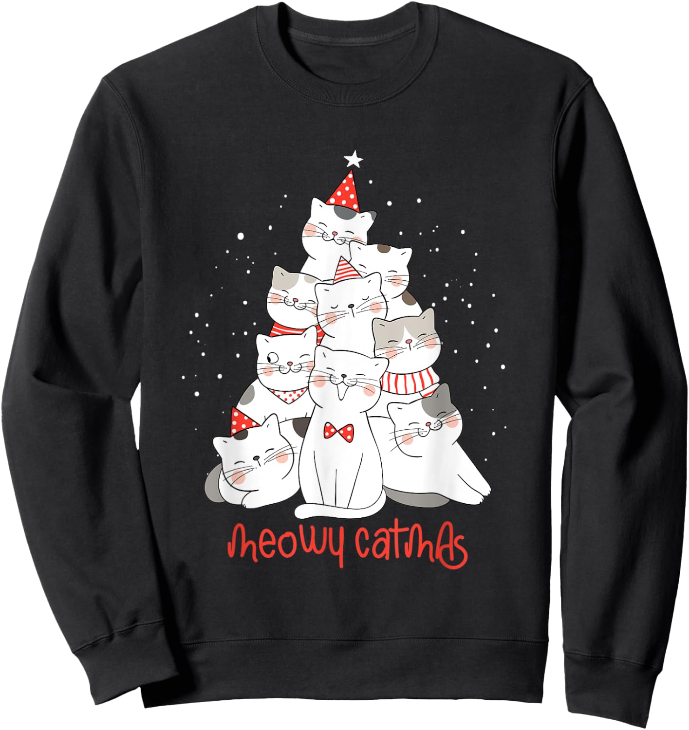 Cat Kitten meowy catmas Xmas Santa Claus Christmas Cats Sweatshirt - Sweatshirt | Black