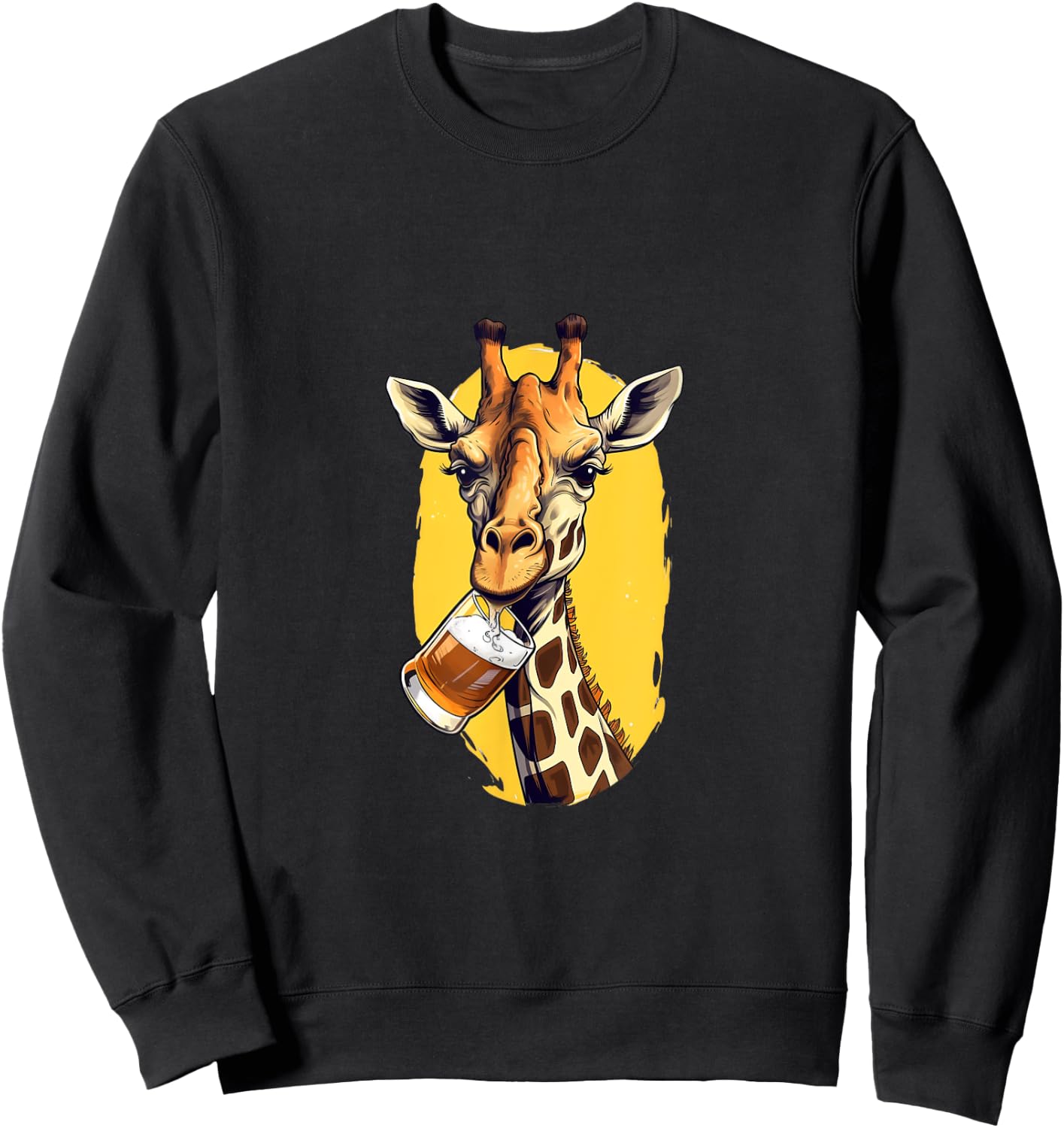 Giraffe Drinking Beer Funny Beer Drinker Safari Zoo Animal Sweatshirt - Sweatshirt | Black