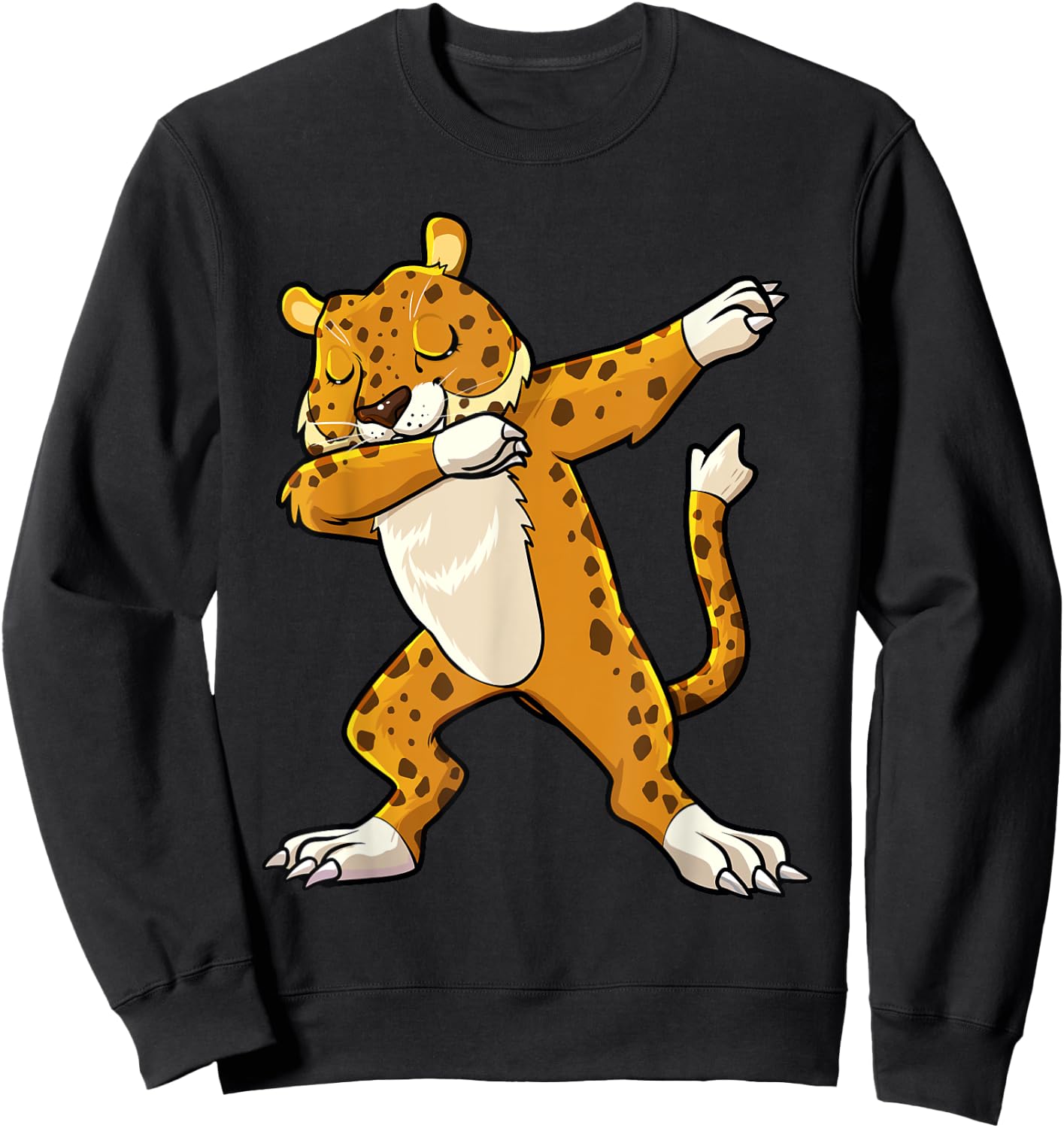 Dabbing Jaguar Safari Animal Cat Lover Men Women Kids Sweatshirt - Sweatshirt | Black