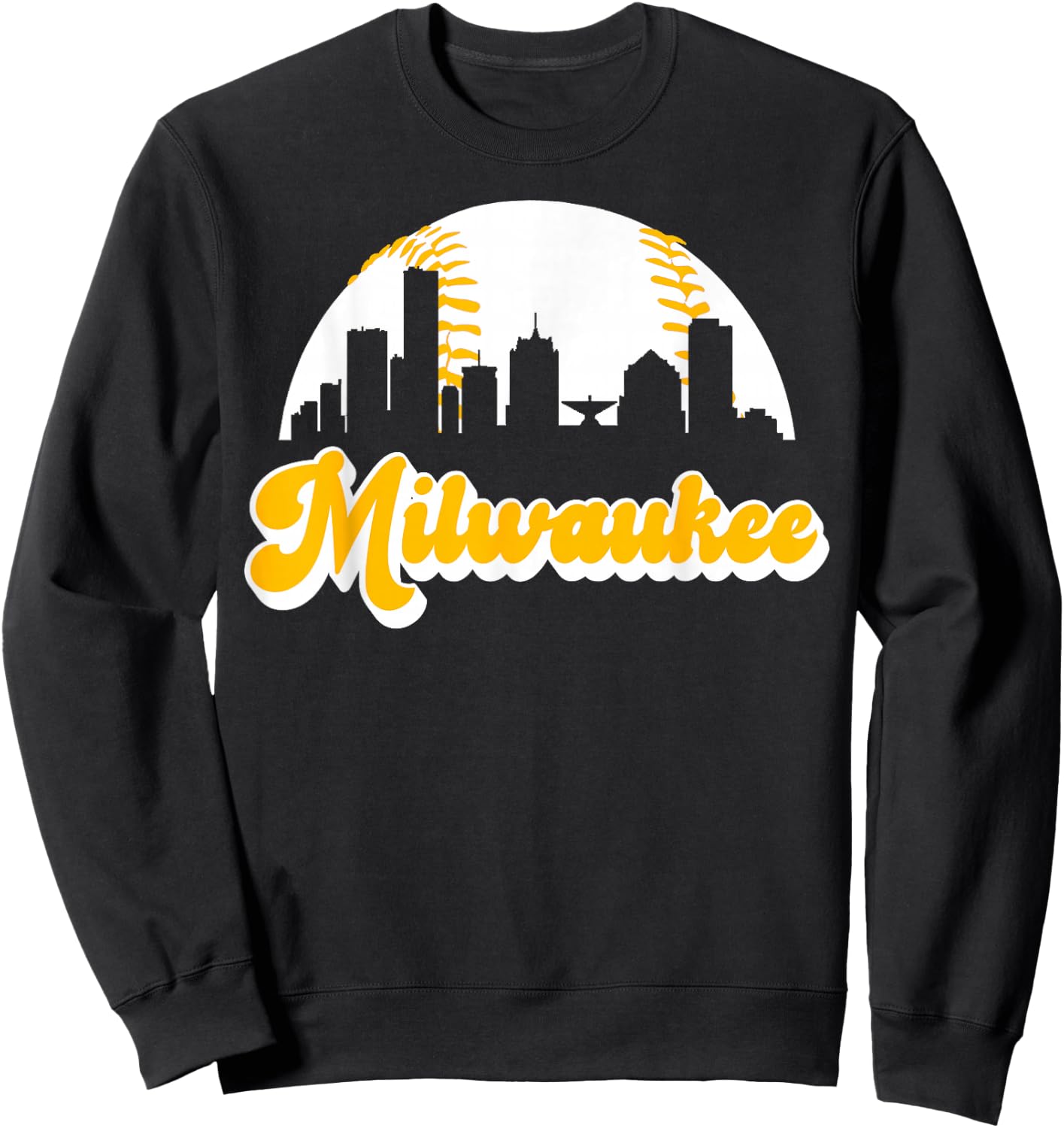 Vintage Milwaukee Wisconsin Cityscape Baseball Skyline Merch Sweatshirt - Sweatshirt | Black