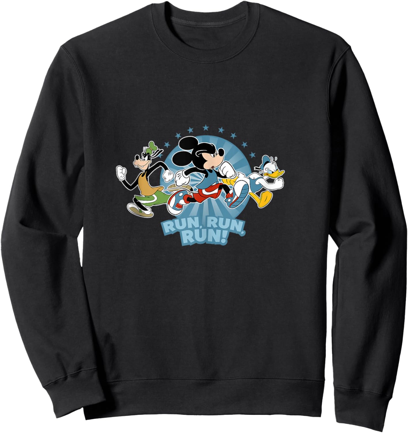 Disney Mickey Goofy and Donald Run Run Run! Marathon Running Sweatshirt - Sweatshirt | Black
