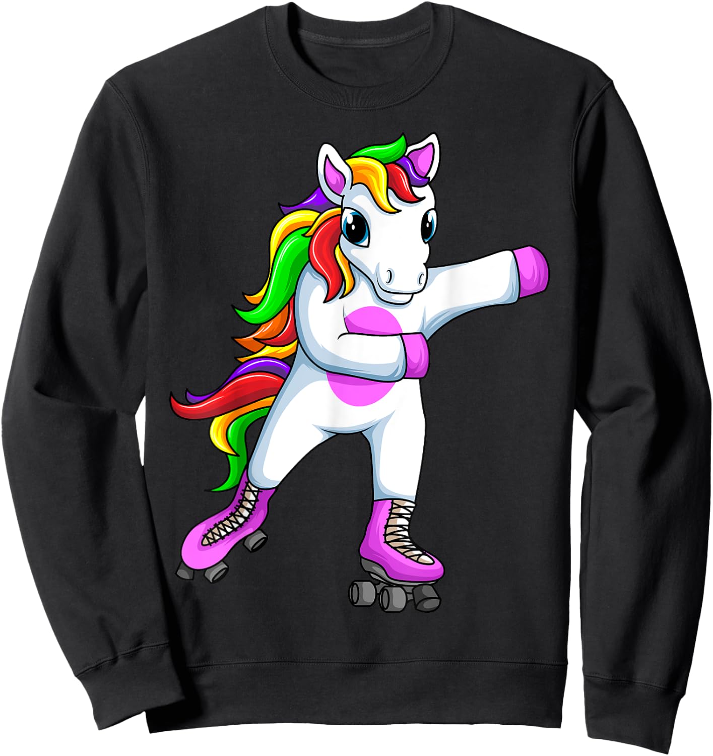 Roller Girl Unicorn Roller Skates Skating Funny Girls Sweatshirt - Sweatshirt | Black