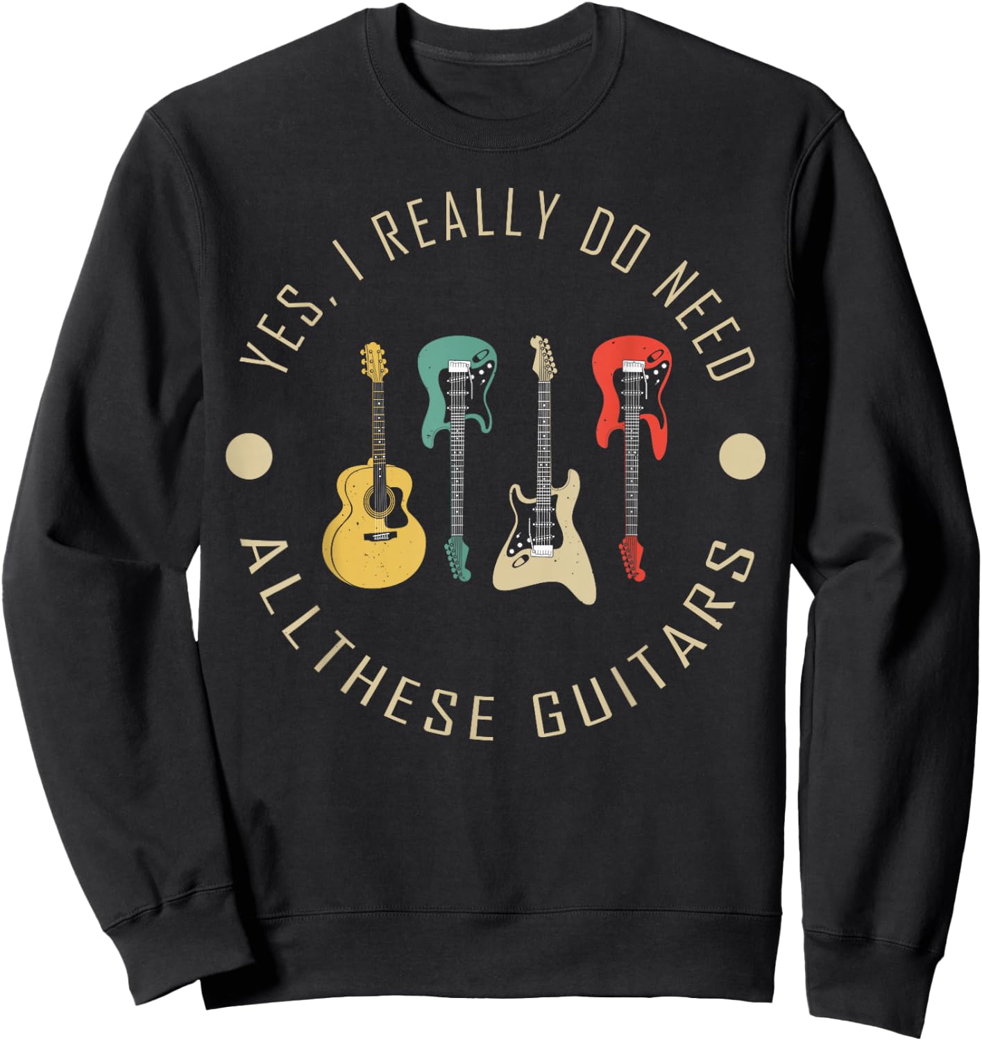 Funny Guitar Player Graphic and Men Guitarist Sweatshirt - Sweatshirt | Black