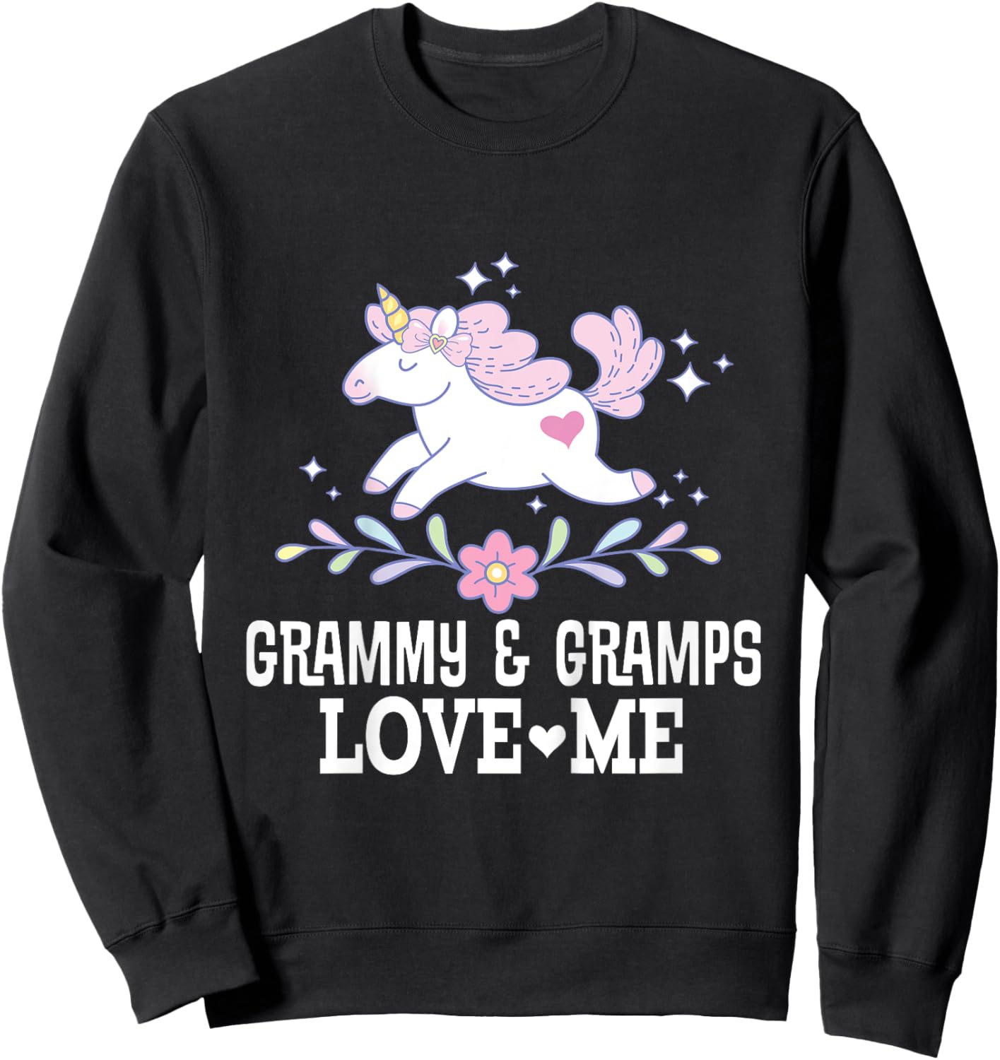 Grammy and Gramps Love Me Grandchild Unicorn Sweatshirt - Sweatshirt | Black