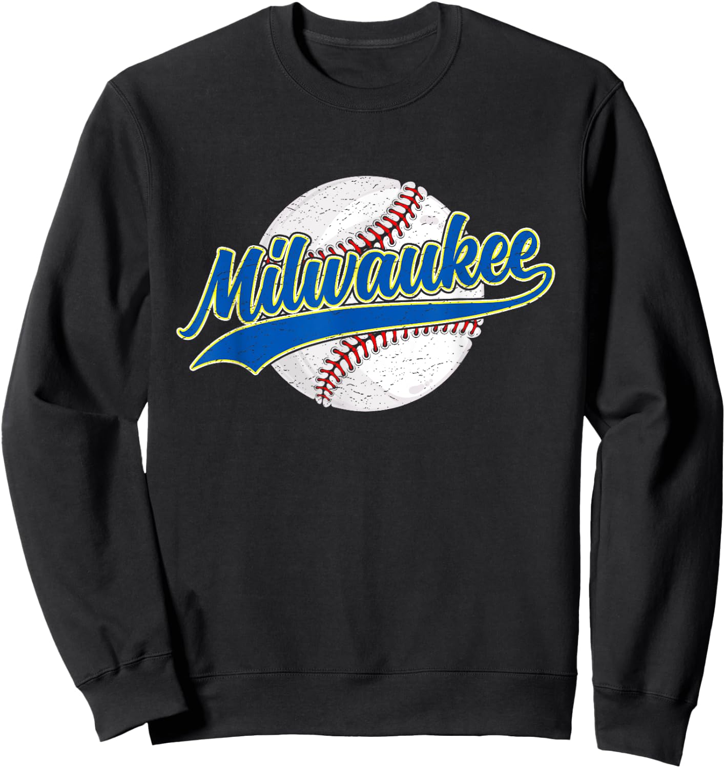 Milwaukee City Vintage Baseball Lover Retro Men Women Sweatshirt - Sweatshirt | Black