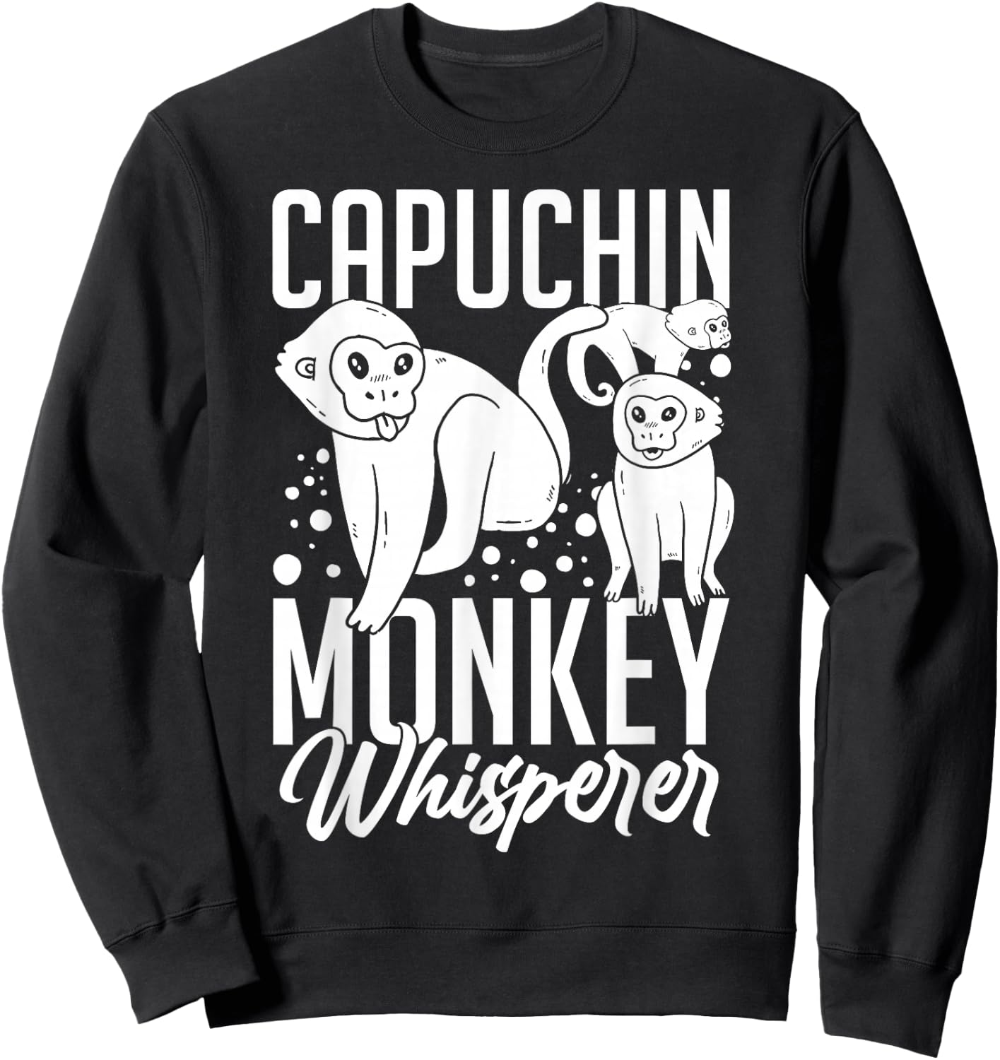 Capuchin Monkey Funny Cute Cage Food Animal Sweatshirt - Sweatshirt | Black